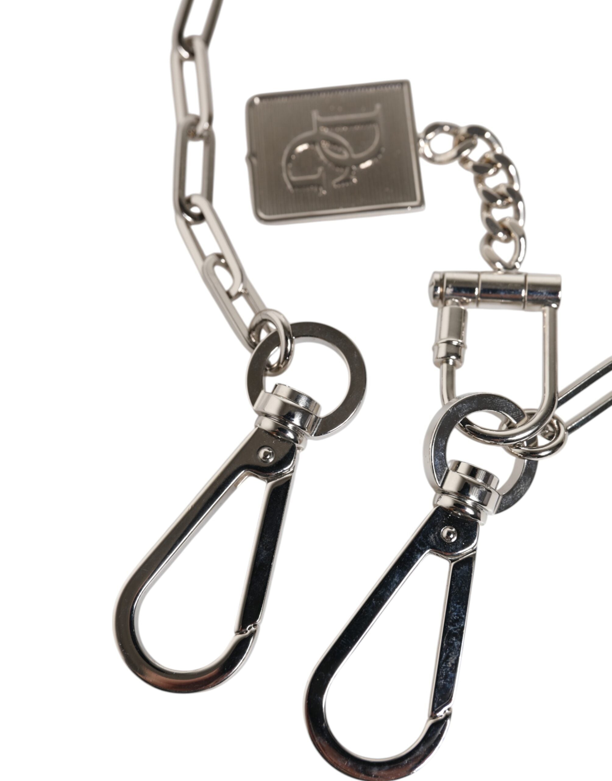 Dolce & Gabbana Silver Tone Metal Chain DG Charm Belt Men's Keychain
