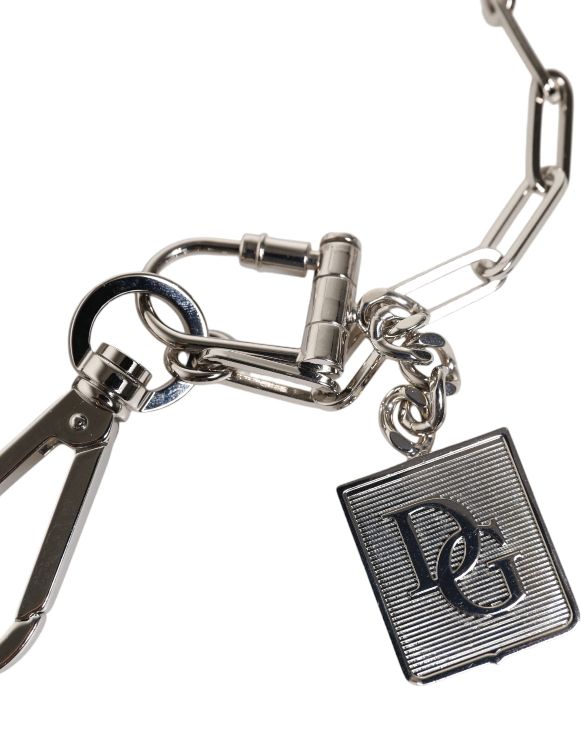 Dolce & Gabbana Silver Tone Metal Chain DG Charm Belt Men's Keychain