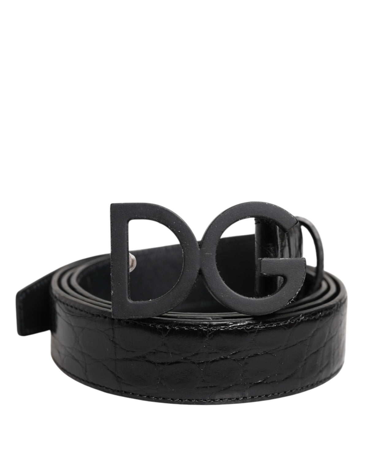 Dolce & Gabbana Black Leather Classic Metal DG Buckle Men