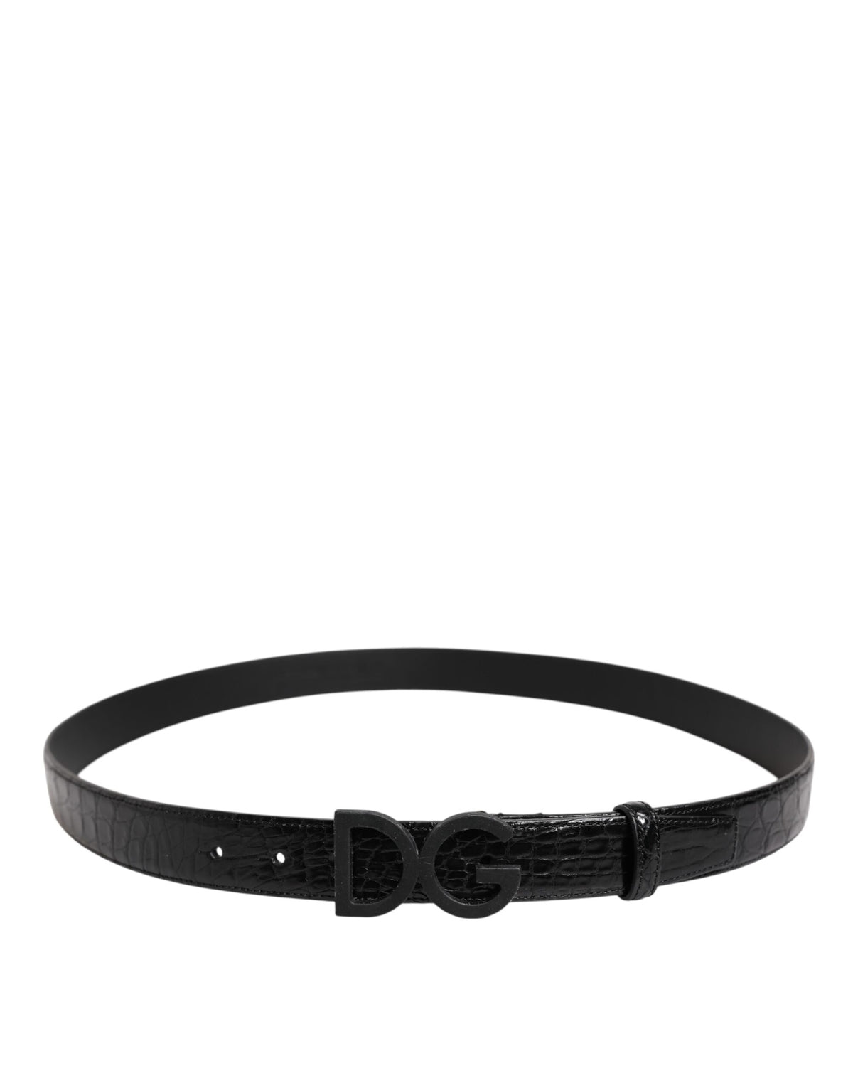 Dolce & Gabbana Black Leather Classic Metal DG Buckle Men's Belt