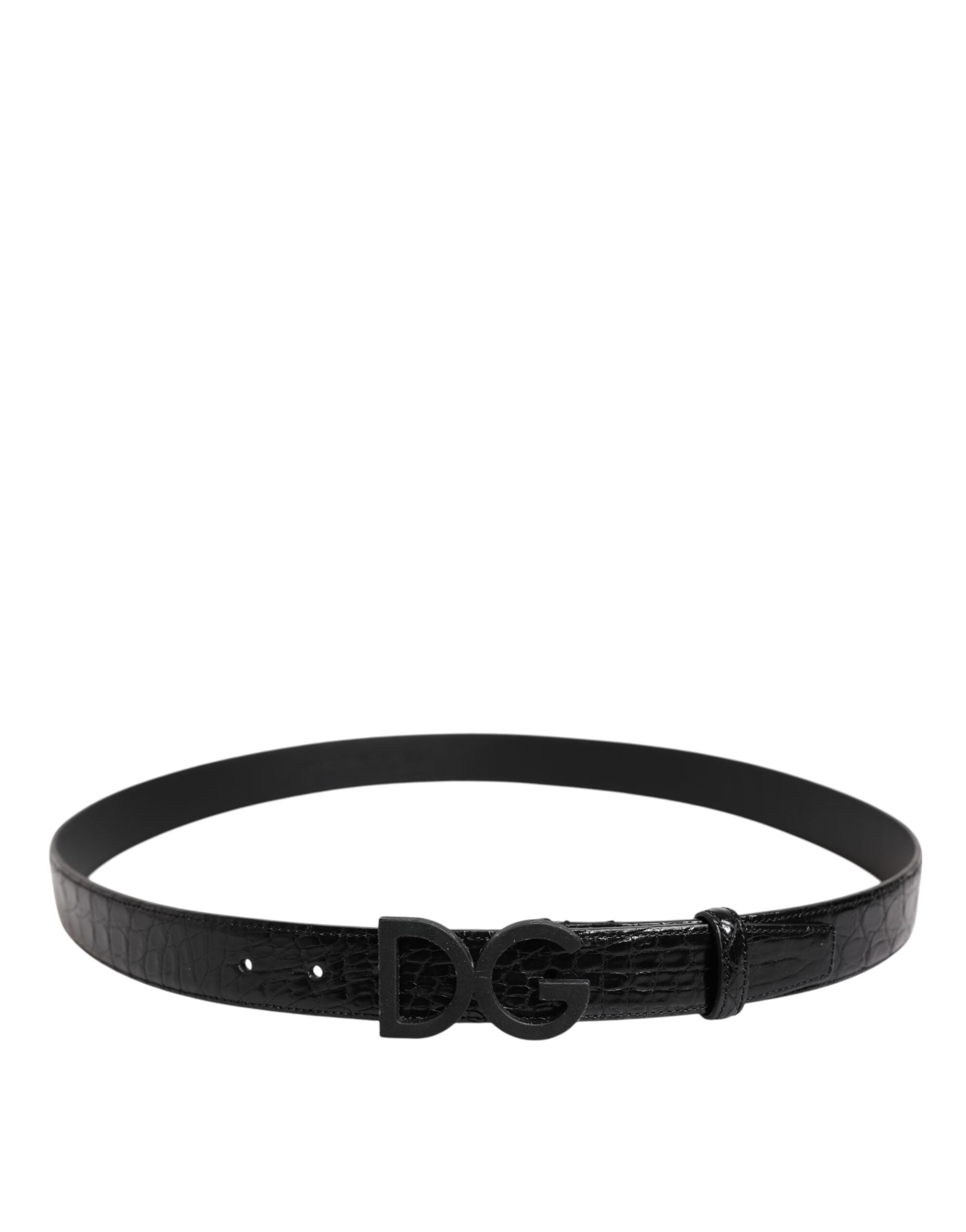 Dolce & Gabbana Black Leather Classic Metal DG Buckle Men's Belt