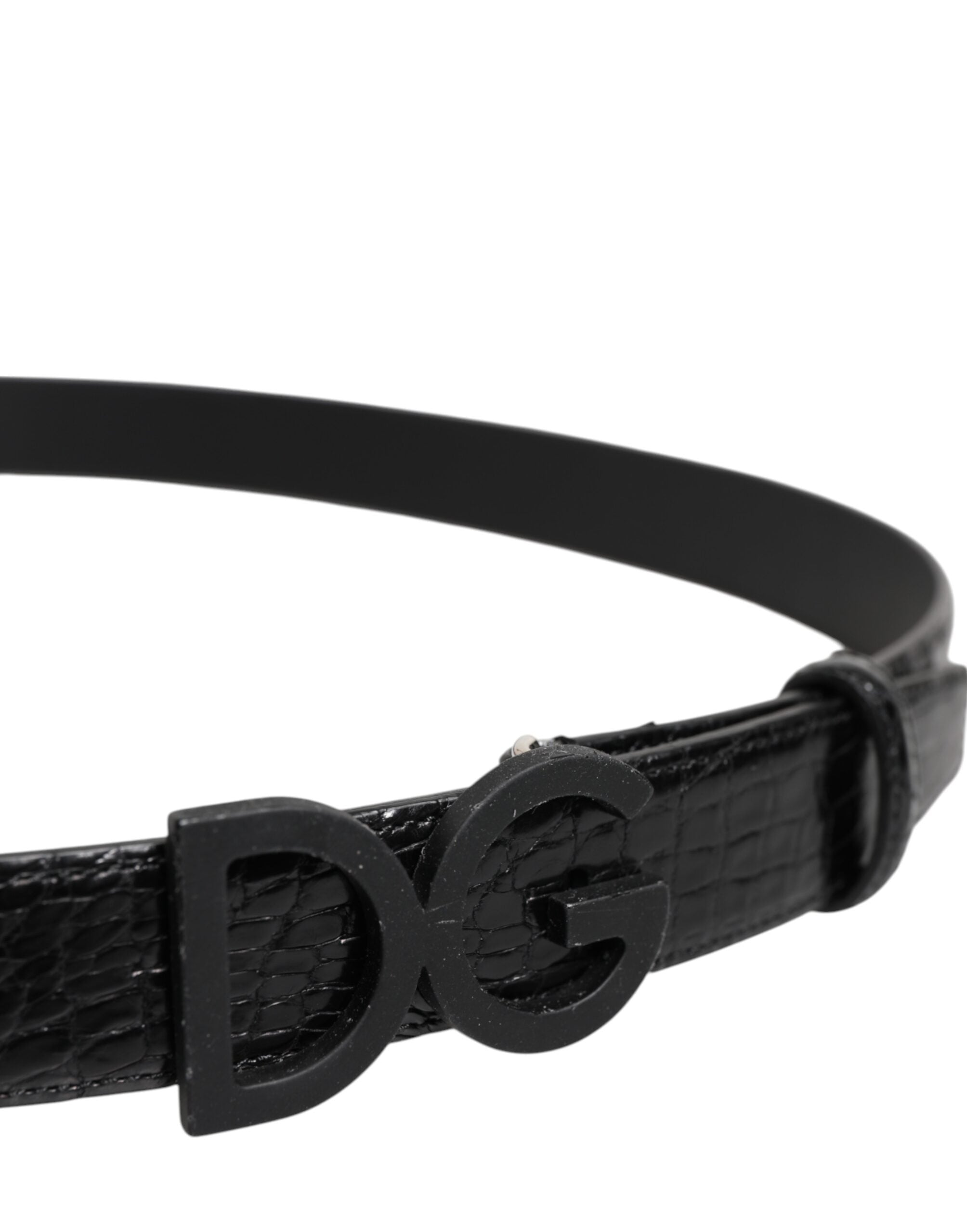 Dolce & Gabbana Black Leather Classic Metal DG Buckle Men's Belt
