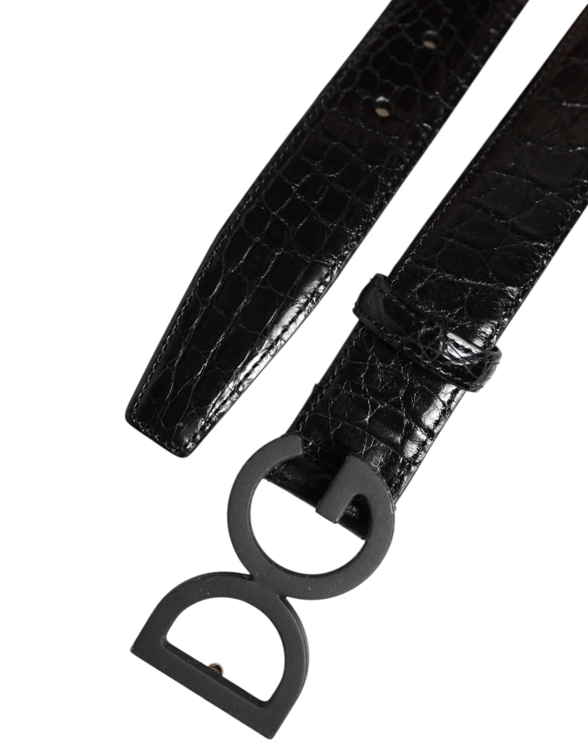Dolce & Gabbana Black Leather Classic Metal DG Buckle Men's Belt