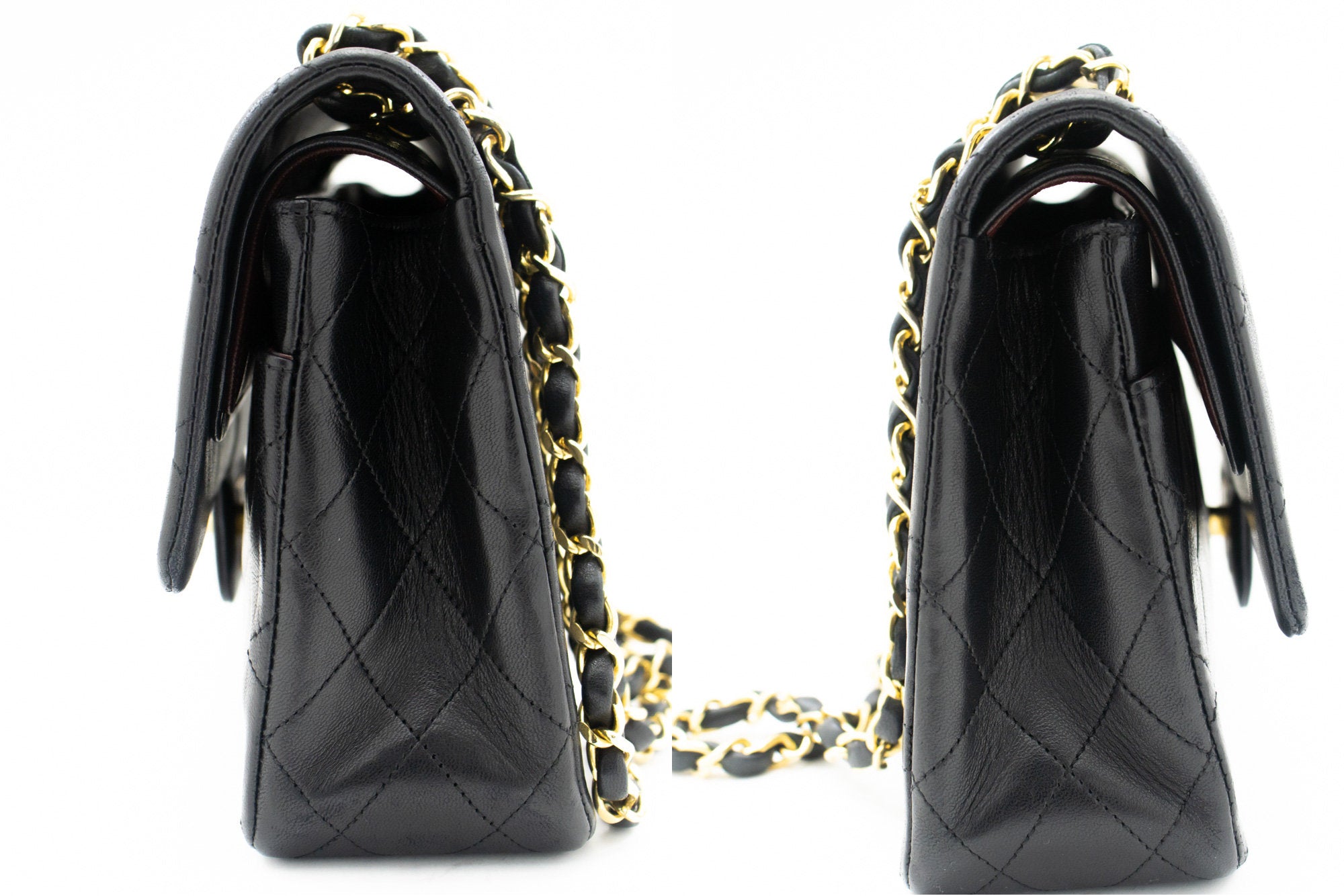 Chanel Double Flap Black Leather Shoulder Bag (Pre-Owned)