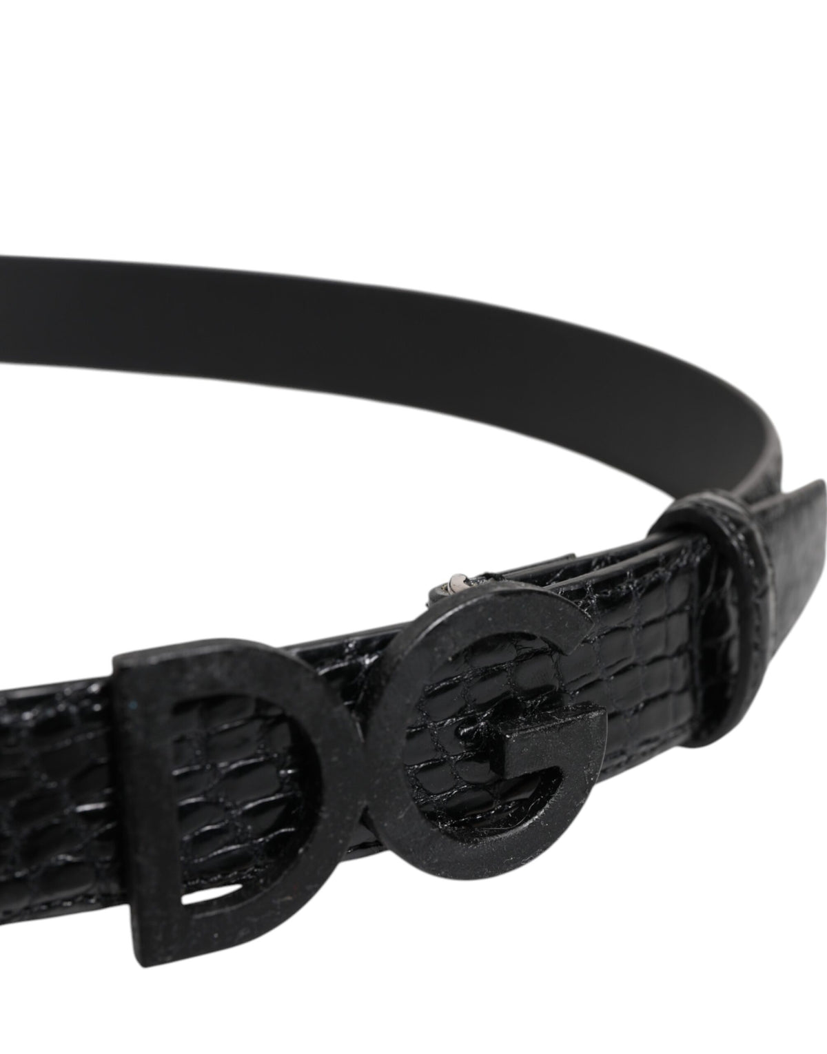 Dolce & Gabbana Black Leather Classic Metal DG Buckle Men's Belt (Pre-Owned)