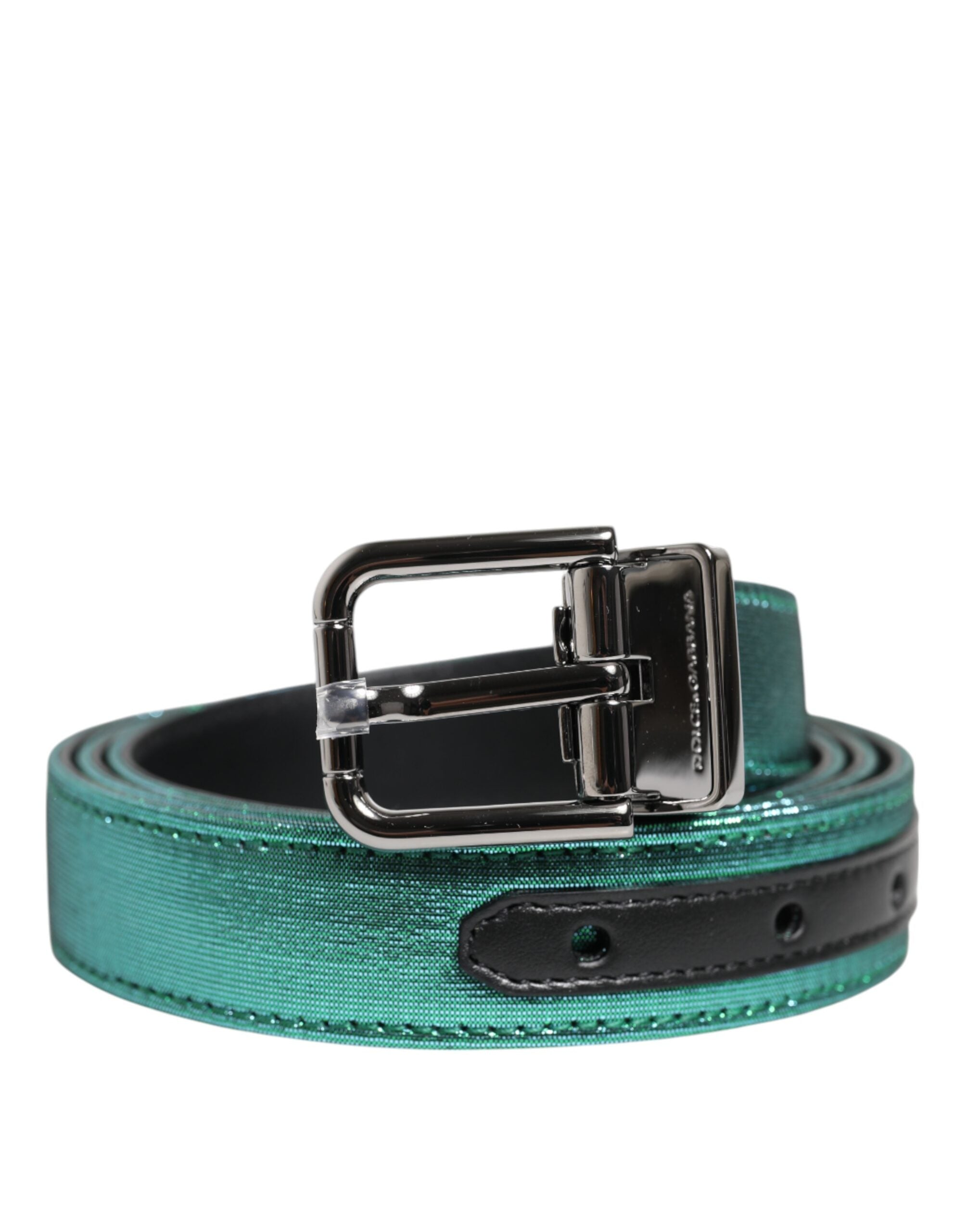 Dolce & Gabbana Green Black Polyester Metal Buckle Men's Belt