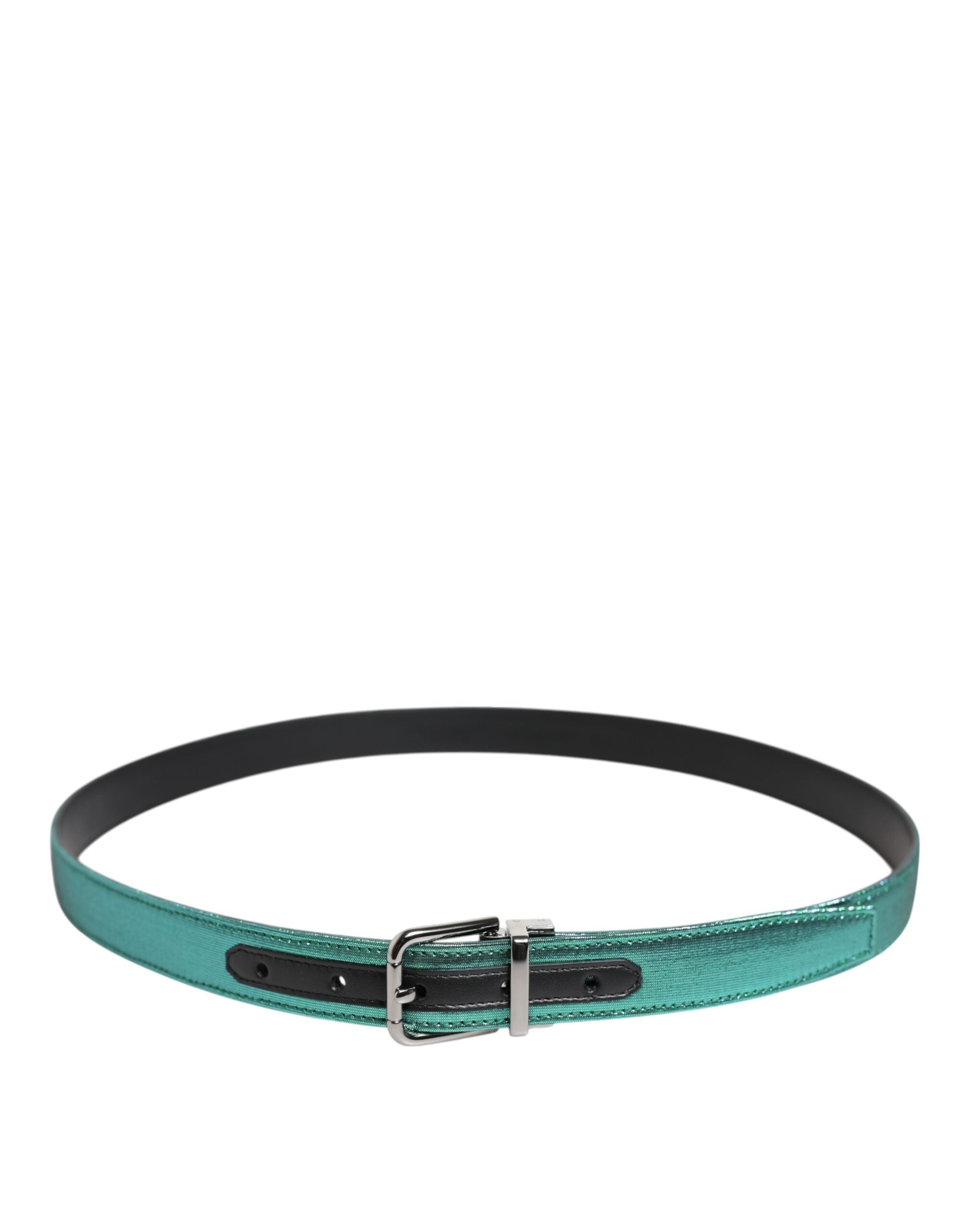Dolce & Gabbana Green Black Polyester Metal Buckle Men's Belt