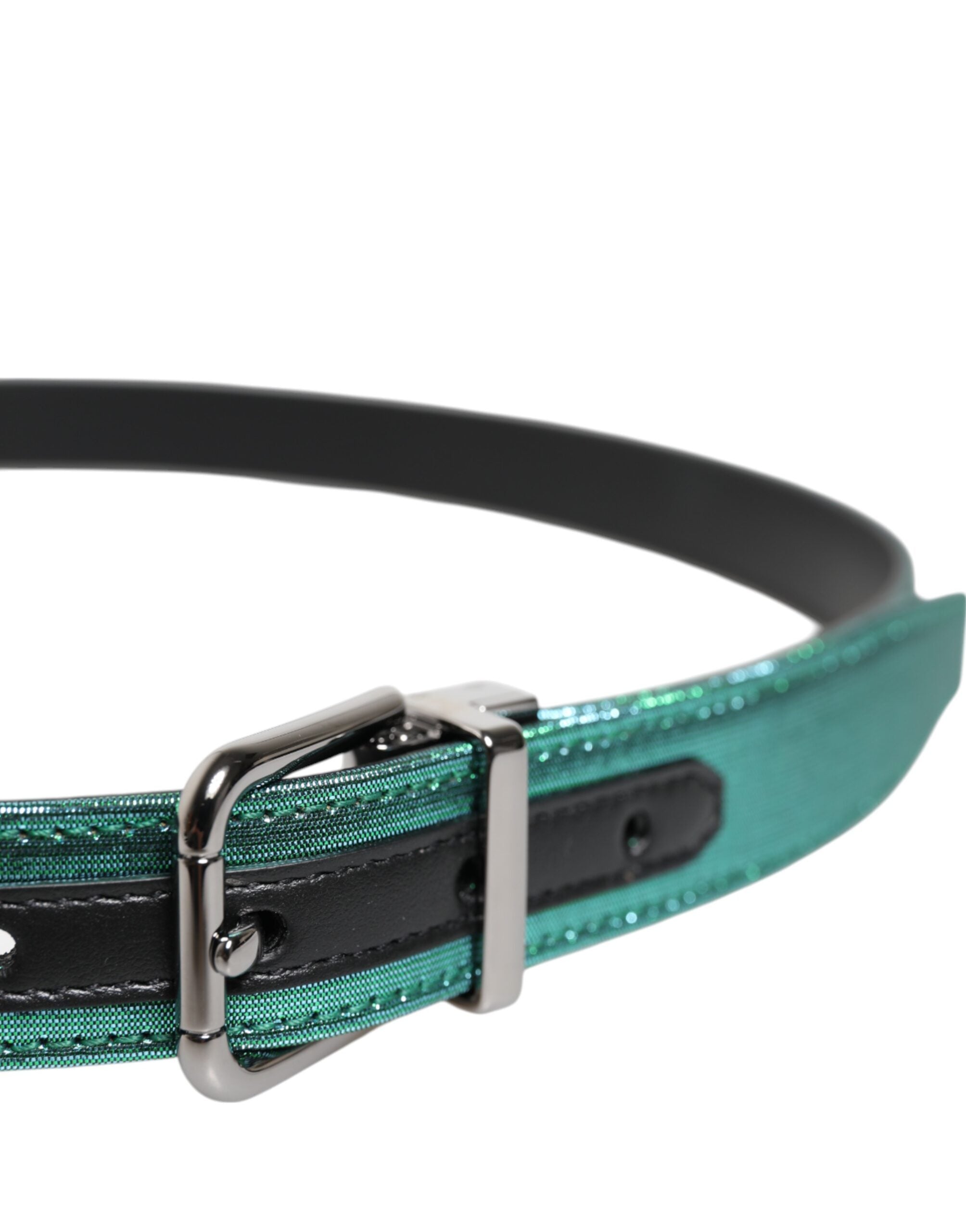 Dolce & Gabbana Green Black Polyester Metal Buckle Men's Belt