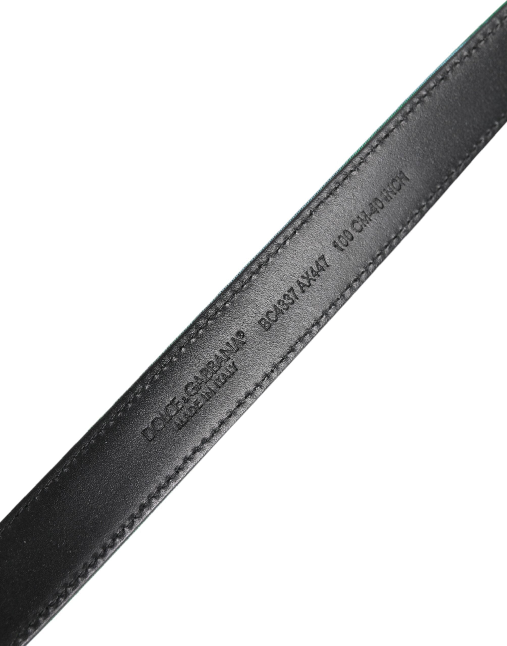 Dolce & Gabbana Green Black Polyester Metal Buckle Men's Belt