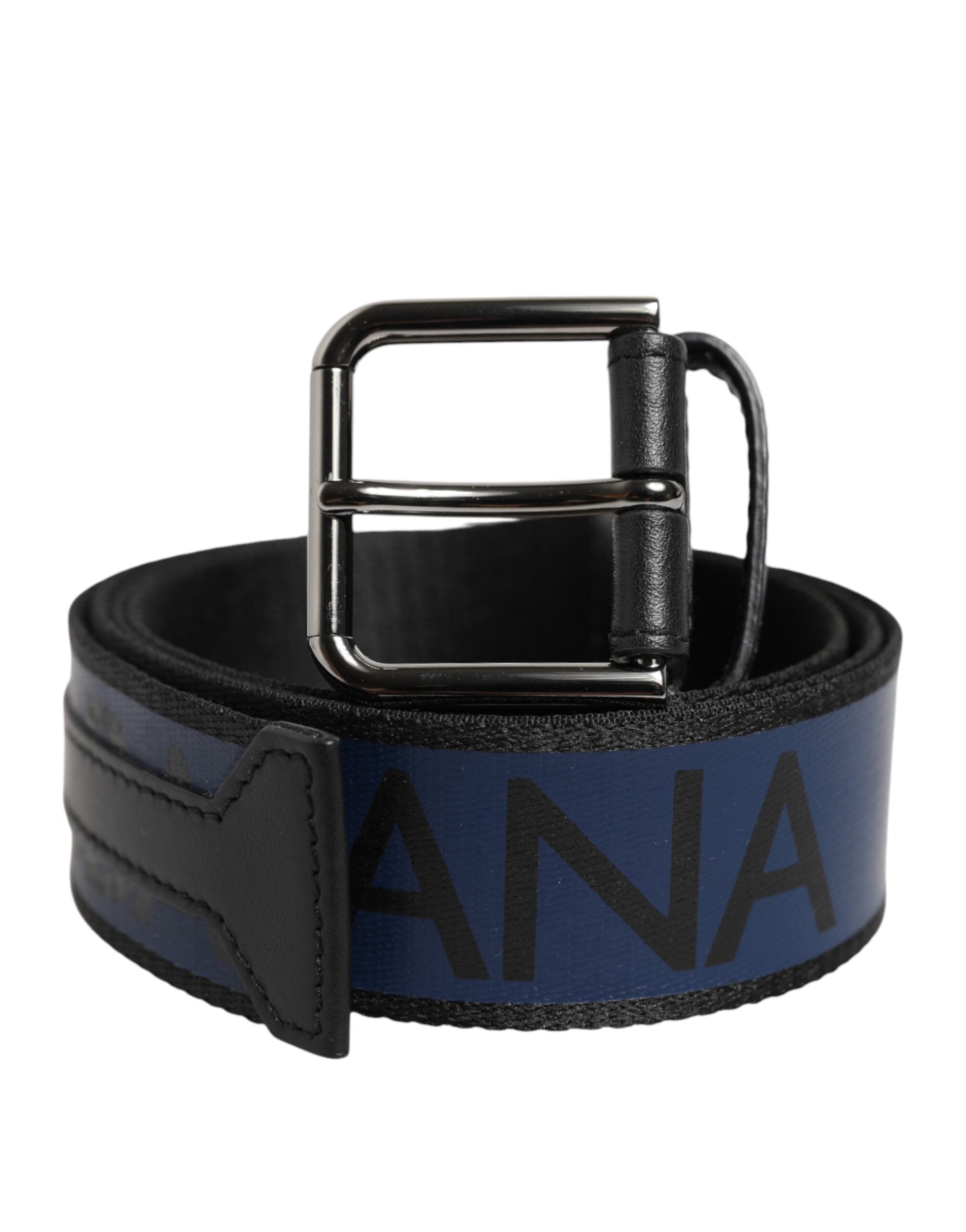 Dolce & Gabbana Blue Black Polyester Metal Buckle Men's Belt (Pre-Owned)