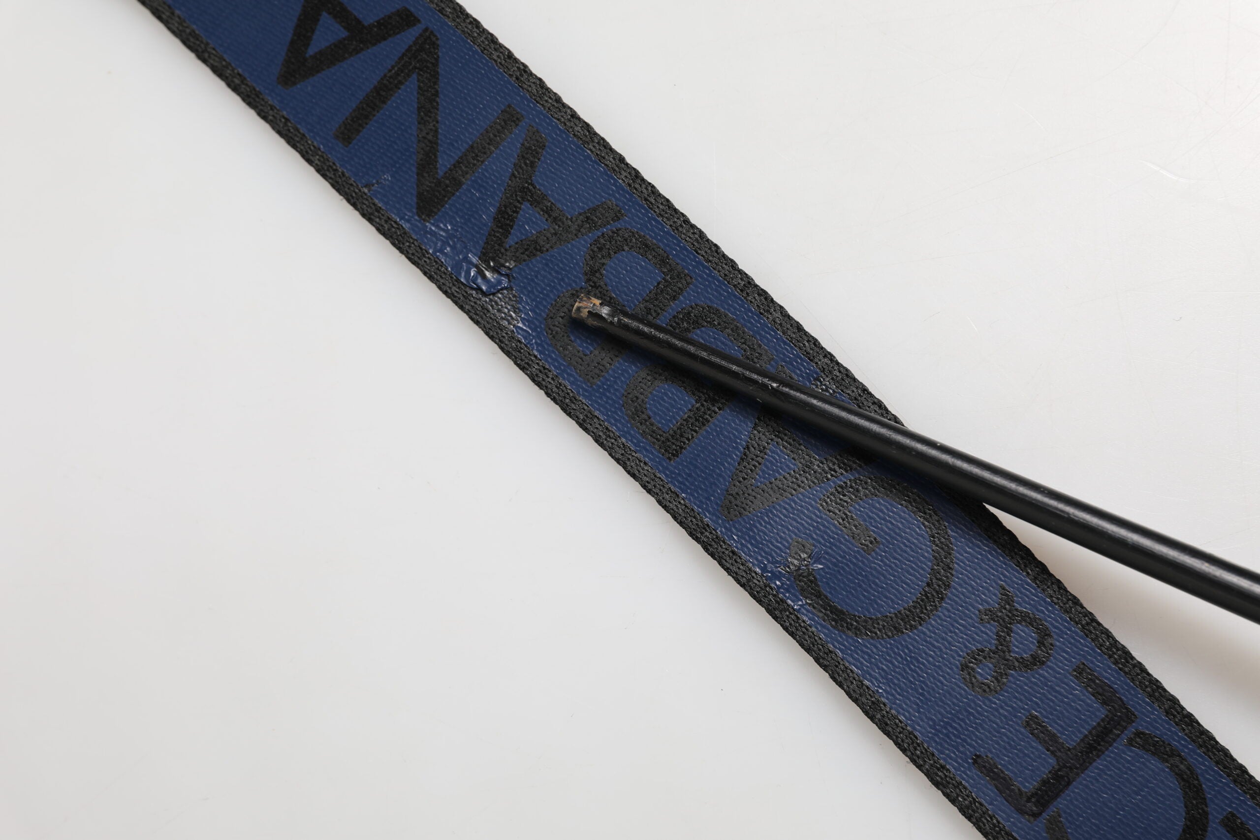 Dolce & Gabbana Blue Black Polyester Metal Buckle Men's Belt (Pre-Owned)