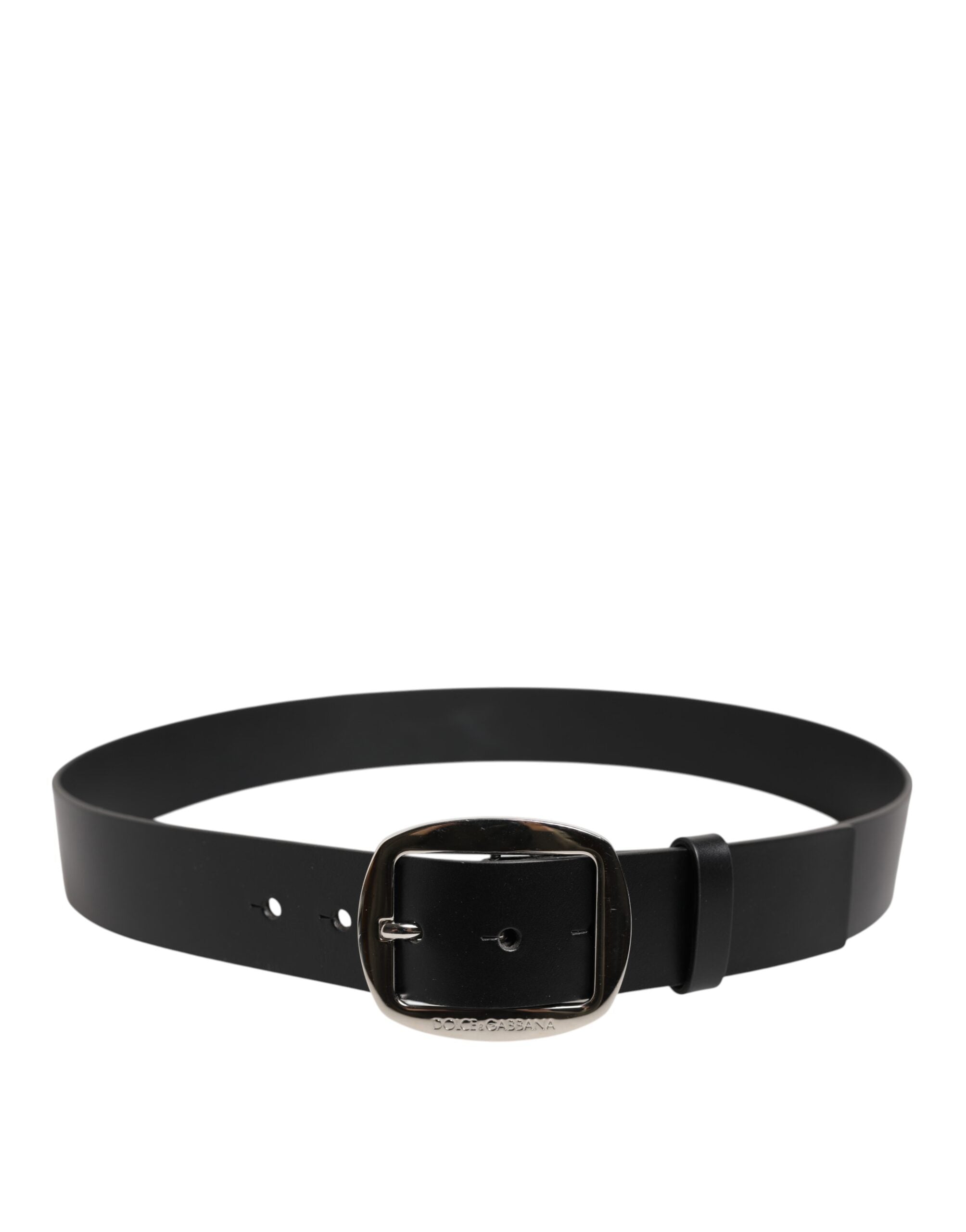Dolce & Gabbana Black Leather Classic Metal Buckle Men's Belt