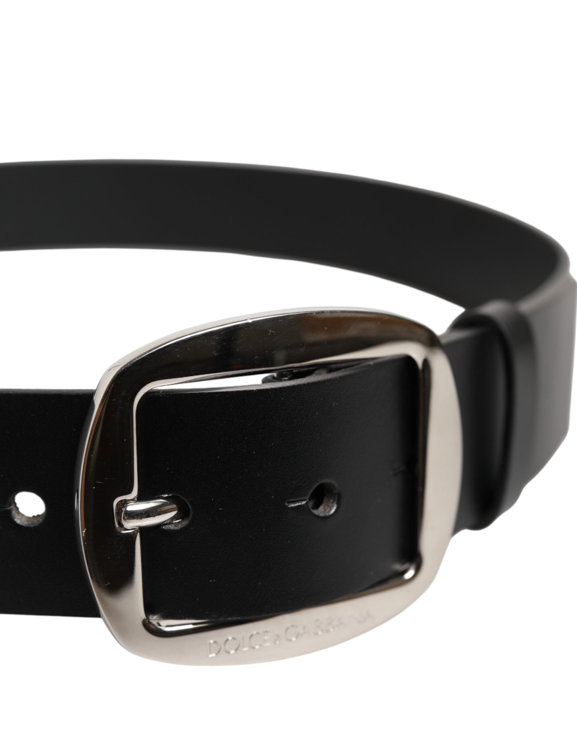 Dolce & Gabbana Black Leather Classic Metal Buckle Men's Belt