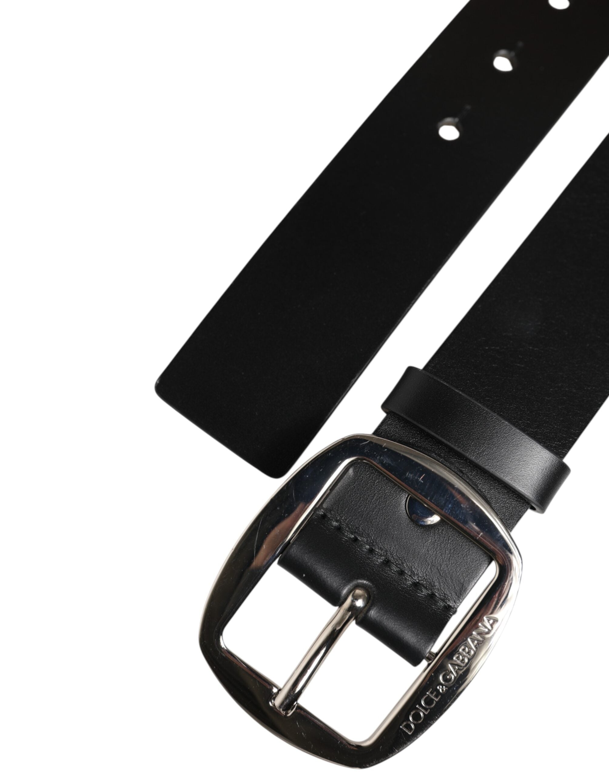 Dolce & Gabbana Black Leather Classic Metal Buckle Men's Belt