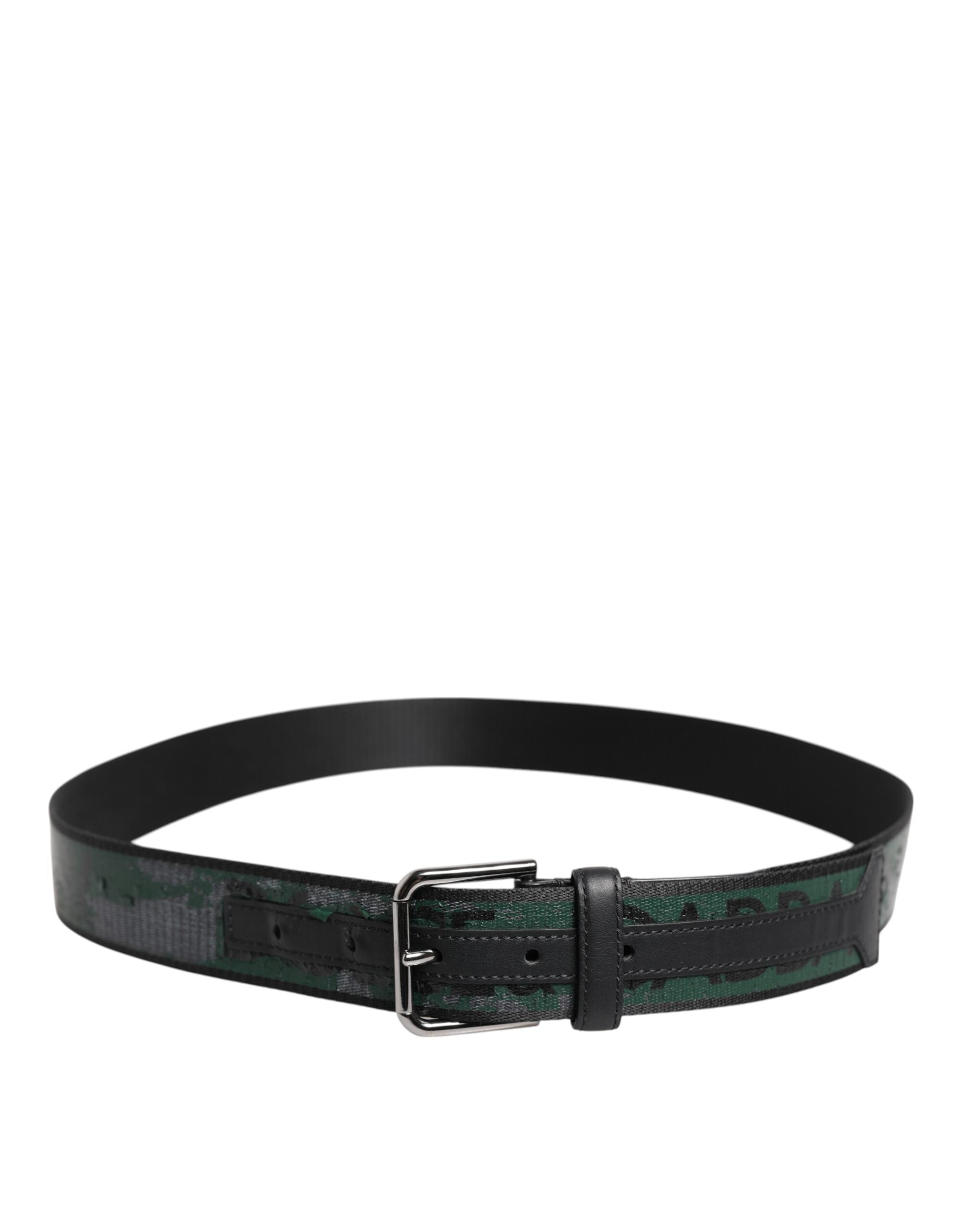 Dolce & Gabbana Green Black Polyester DG Logo Buckle Men's Belt (Pre-Owned)