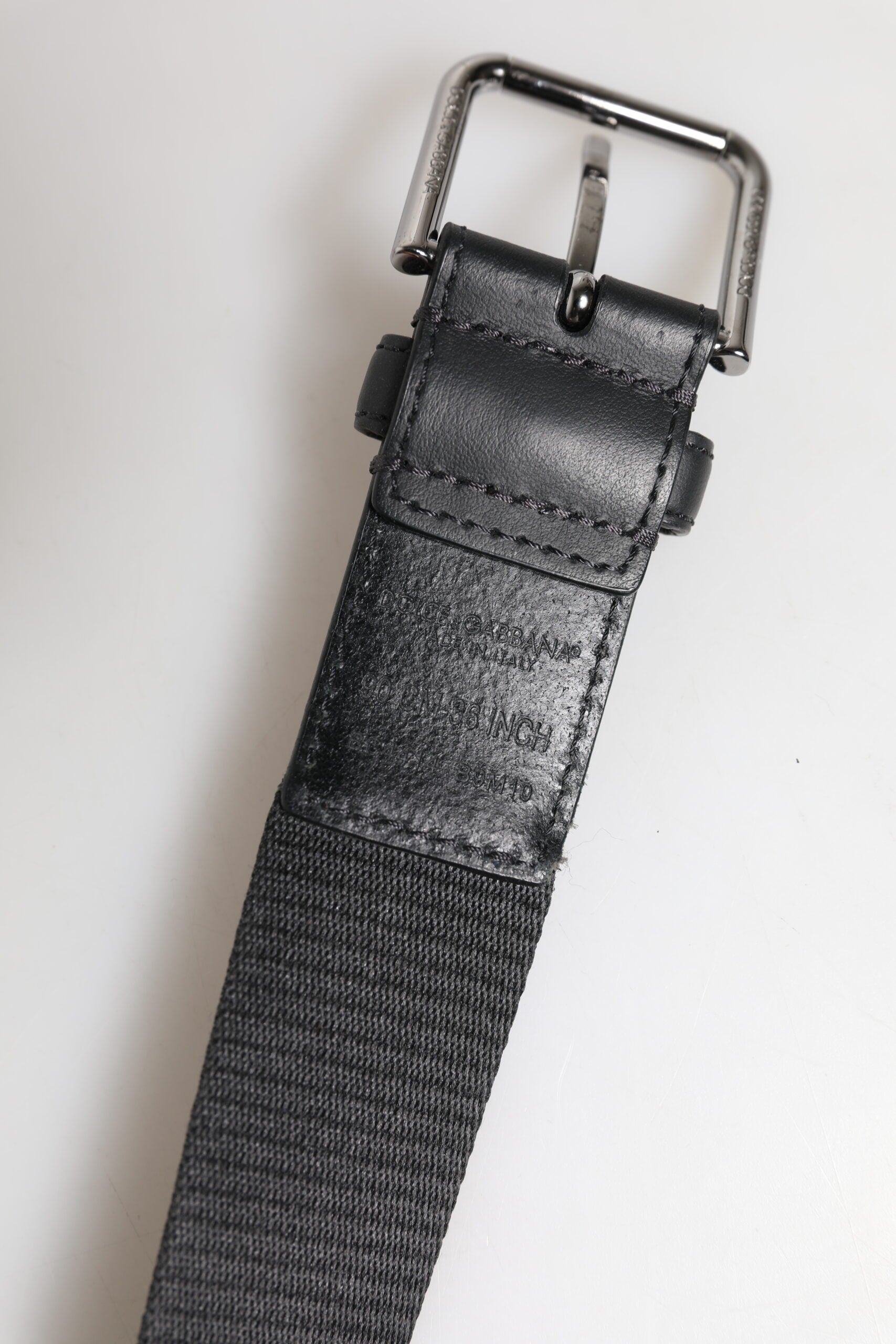 Dolce & Gabbana Green Black Polyester DG Logo Buckle Men's Belt (Pre-Owned)