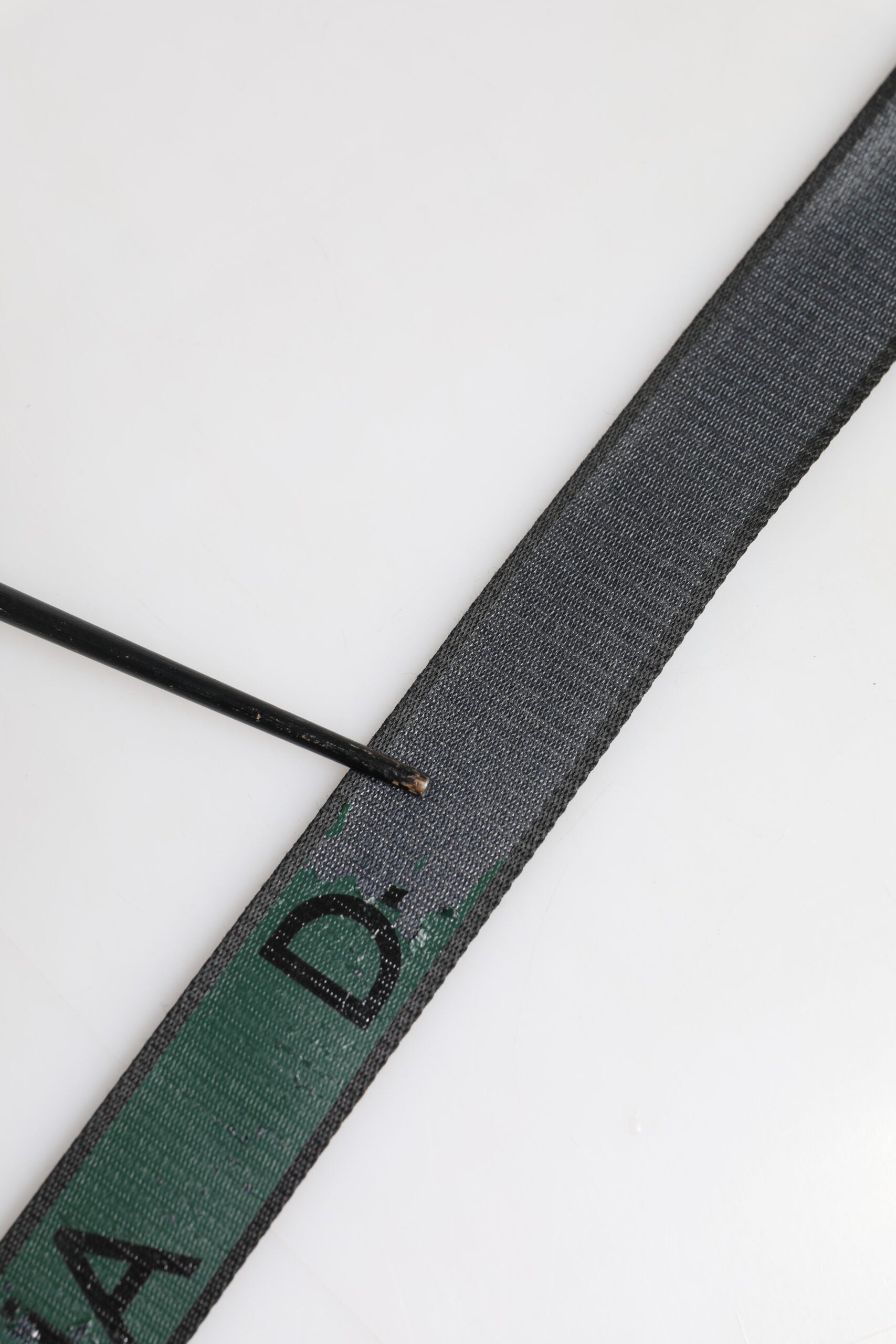 Dolce & Gabbana Green Black Polyester DG Logo Buckle Men's Belt (Pre-Owned)