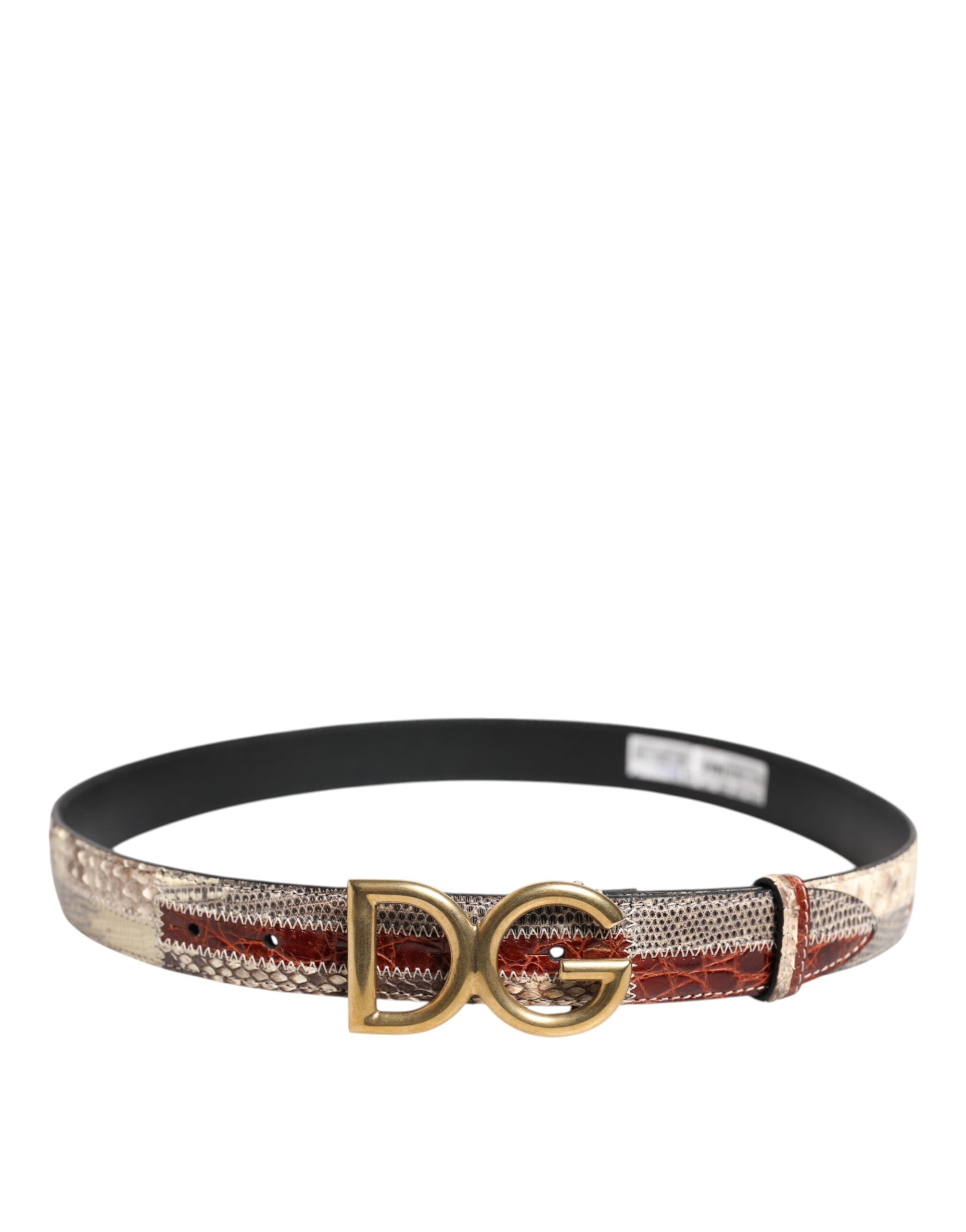 Dolce & Gabbana Multicolor Exotic Leather DG Logo Buckle Men's Belt (Pre-Owned)
