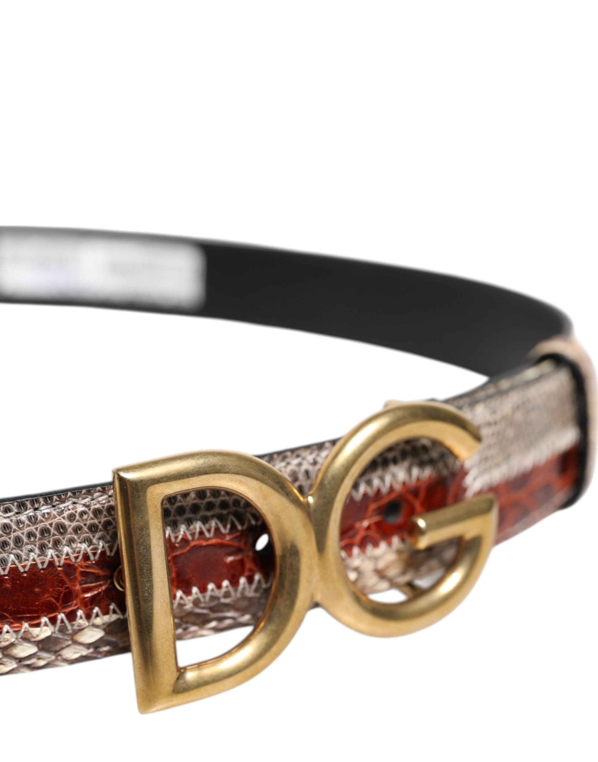 Dolce & Gabbana Multicolor Exotic Leather DG Logo Buckle Men's Belt (Pre-Owned)