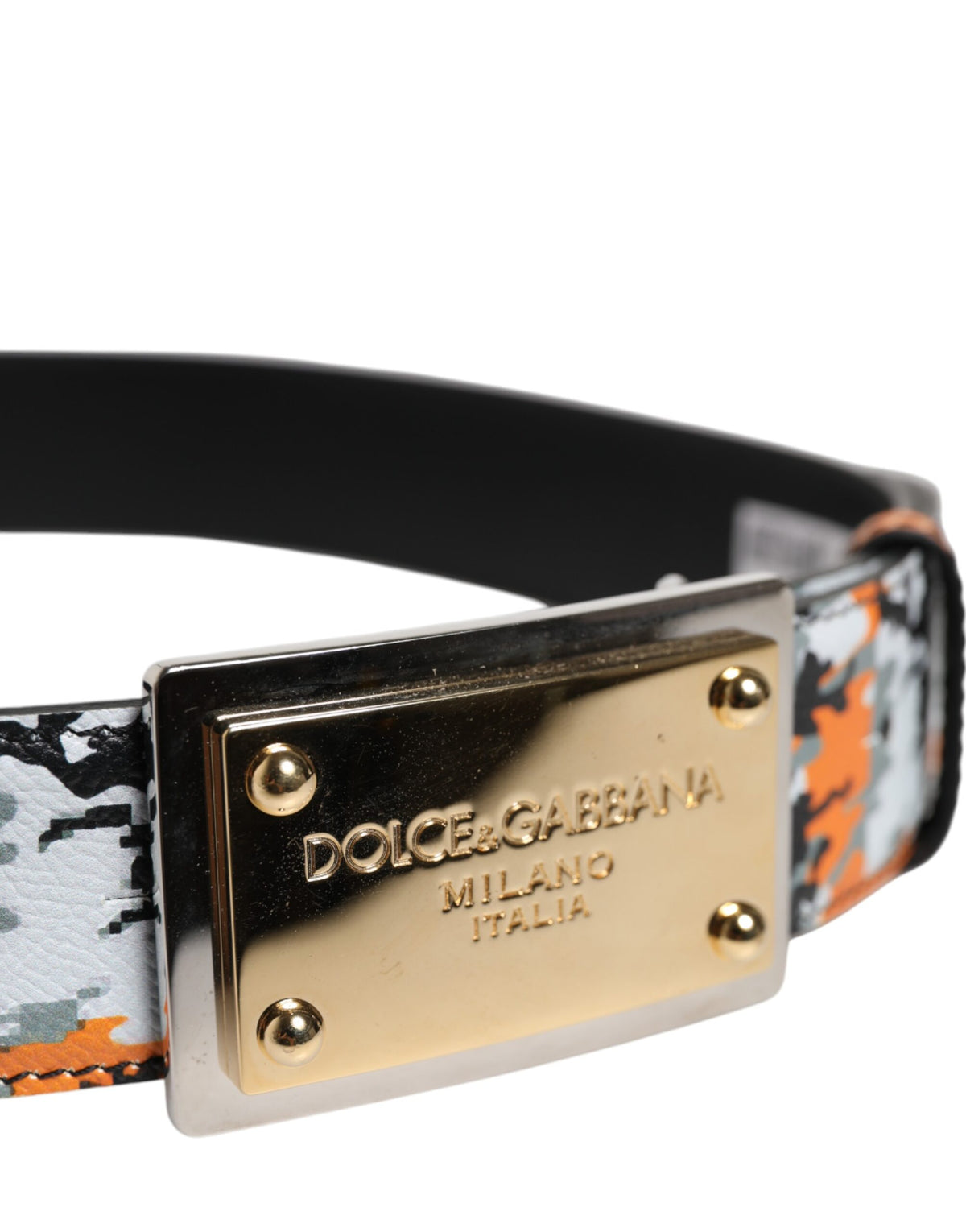 Dolce & Gabbana Multicolor Camouflage Metal Logo Buckle Men's Belt
