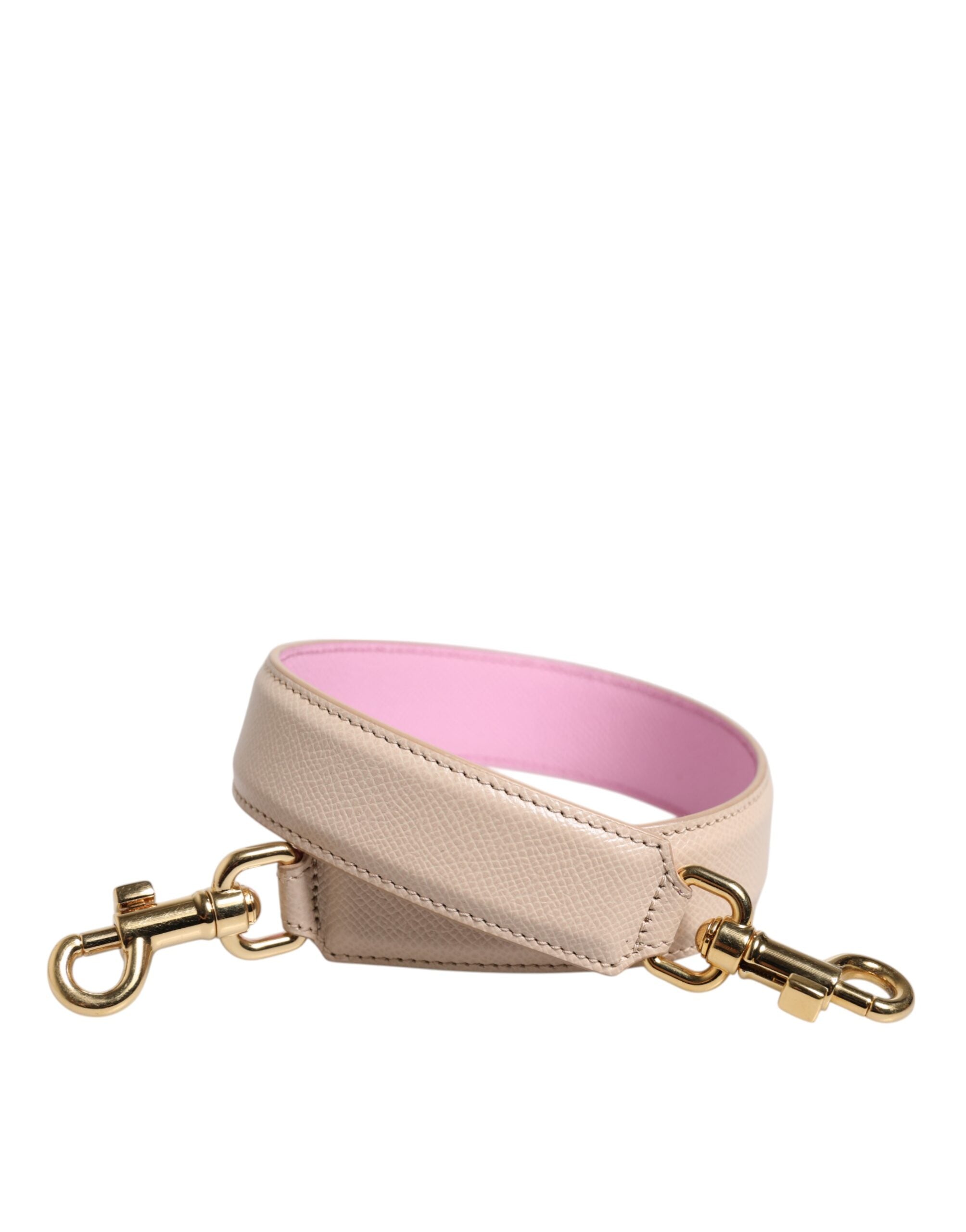 Dolce & Gabbana Beige Pink Leather Handbag Accessory Shoulder Women's Strap