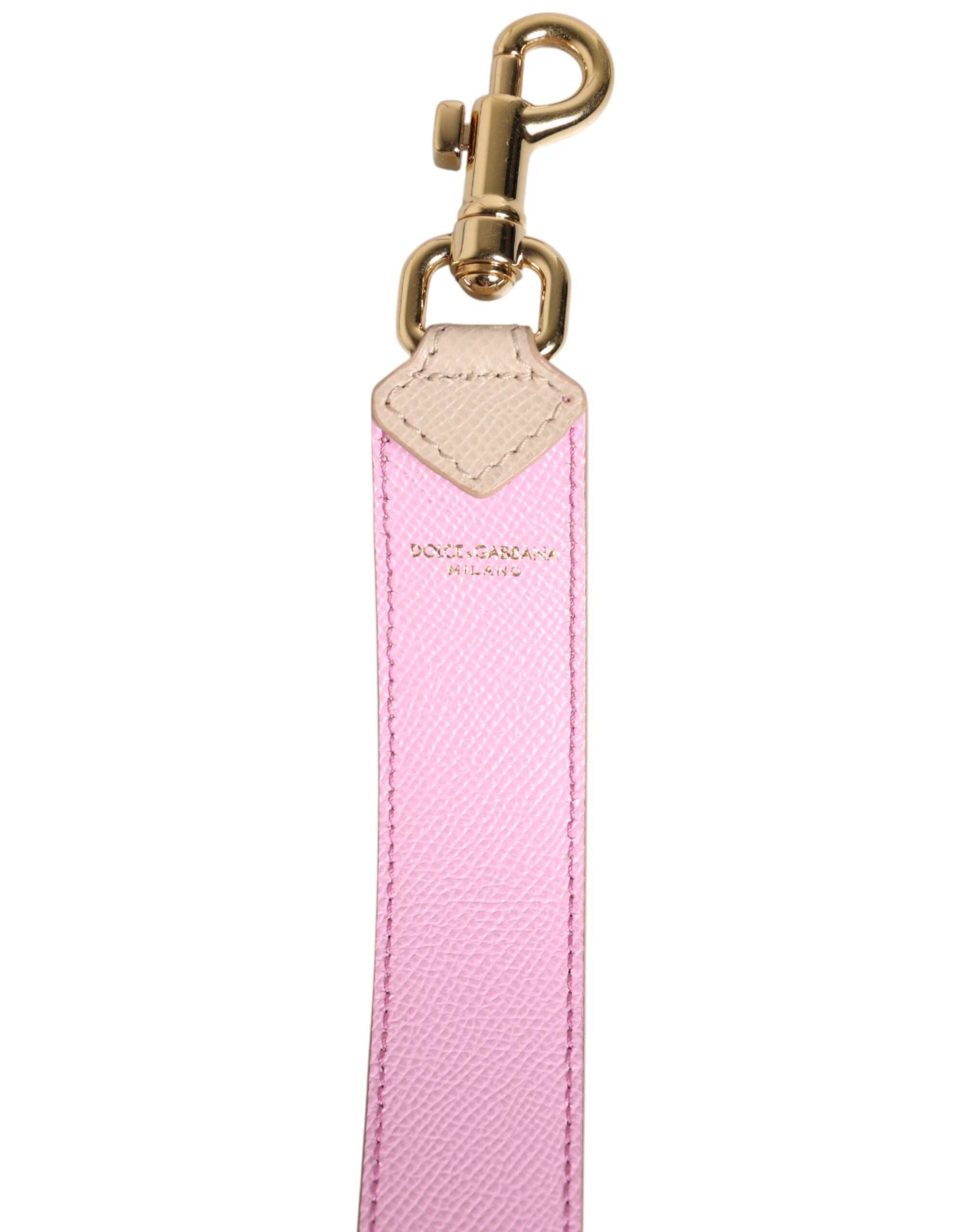 Dolce & Gabbana Beige Pink Leather Handbag Accessory Shoulder Women's Strap