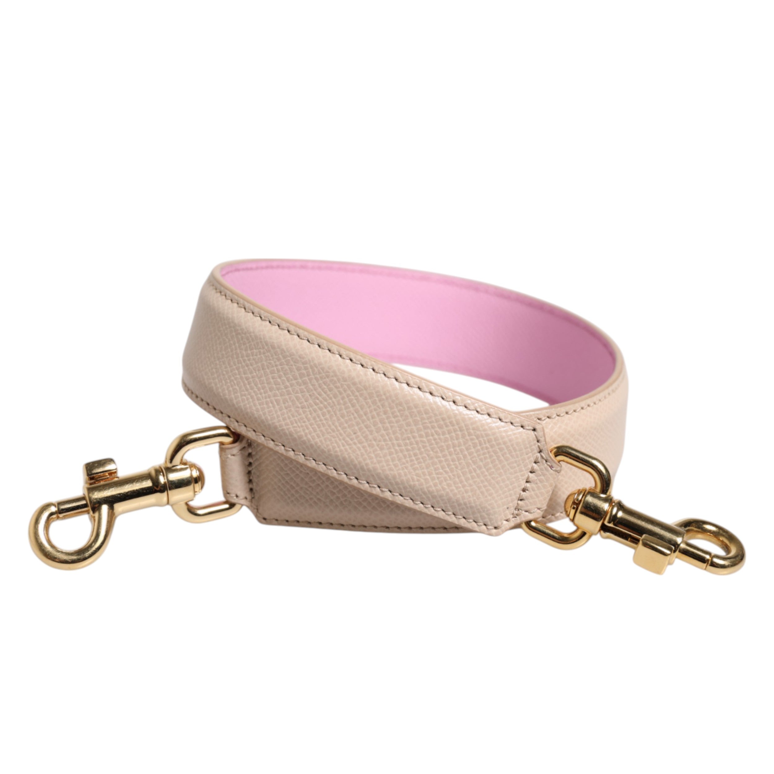 Dolce & Gabbana Beige Pink Leather Handbag Accessory Shoulder Women's Strap