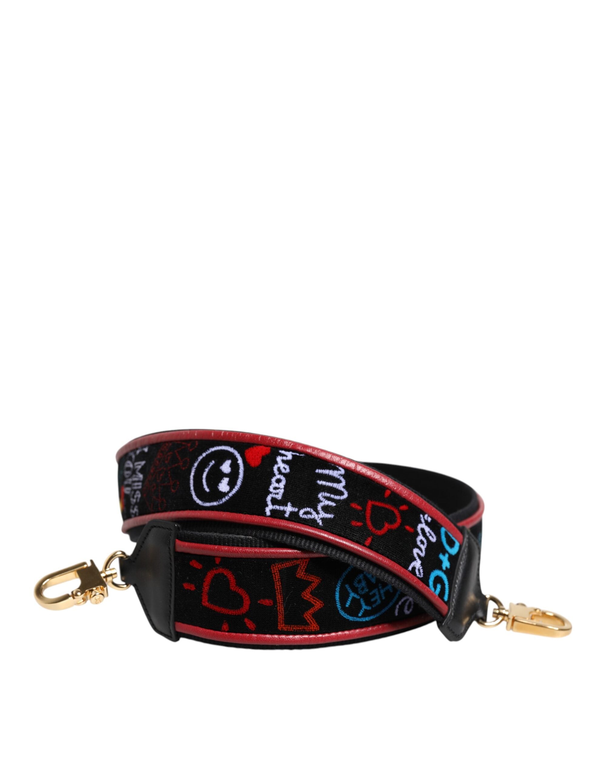 Dolce & Gabbana Black Cotton Printed Women Bag Accessory Shoulder Women's Strap