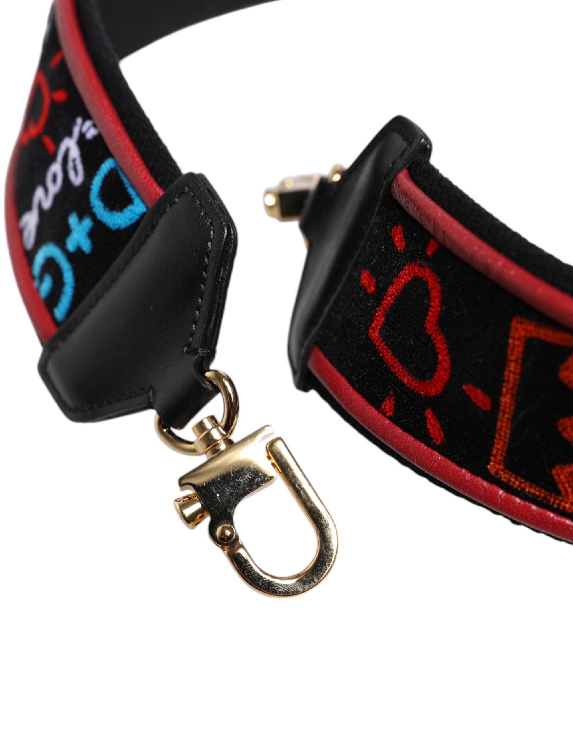 Dolce & Gabbana Black Cotton Printed Women Bag Accessory Shoulder Women's Strap