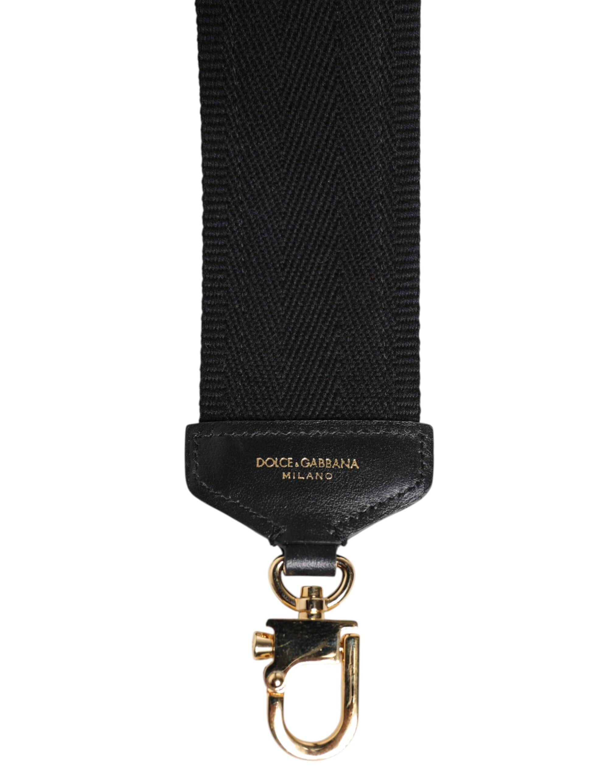 Dolce & Gabbana Black Cotton Printed Women Bag Accessory Shoulder Women's Strap