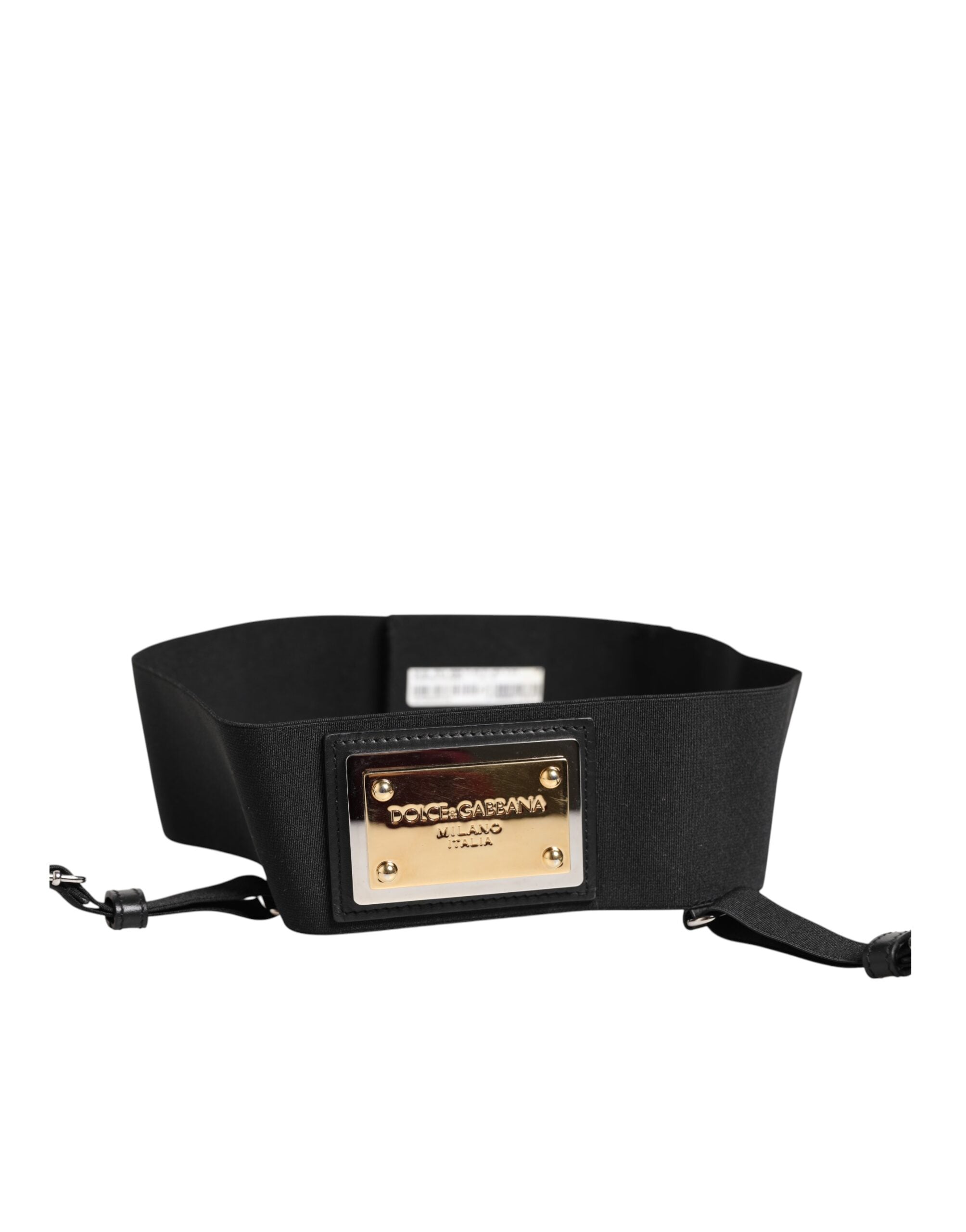 Dolce & Gabbana Black Leather Logo Wide Waist Belt Women's Suspender (Pre-Owned)