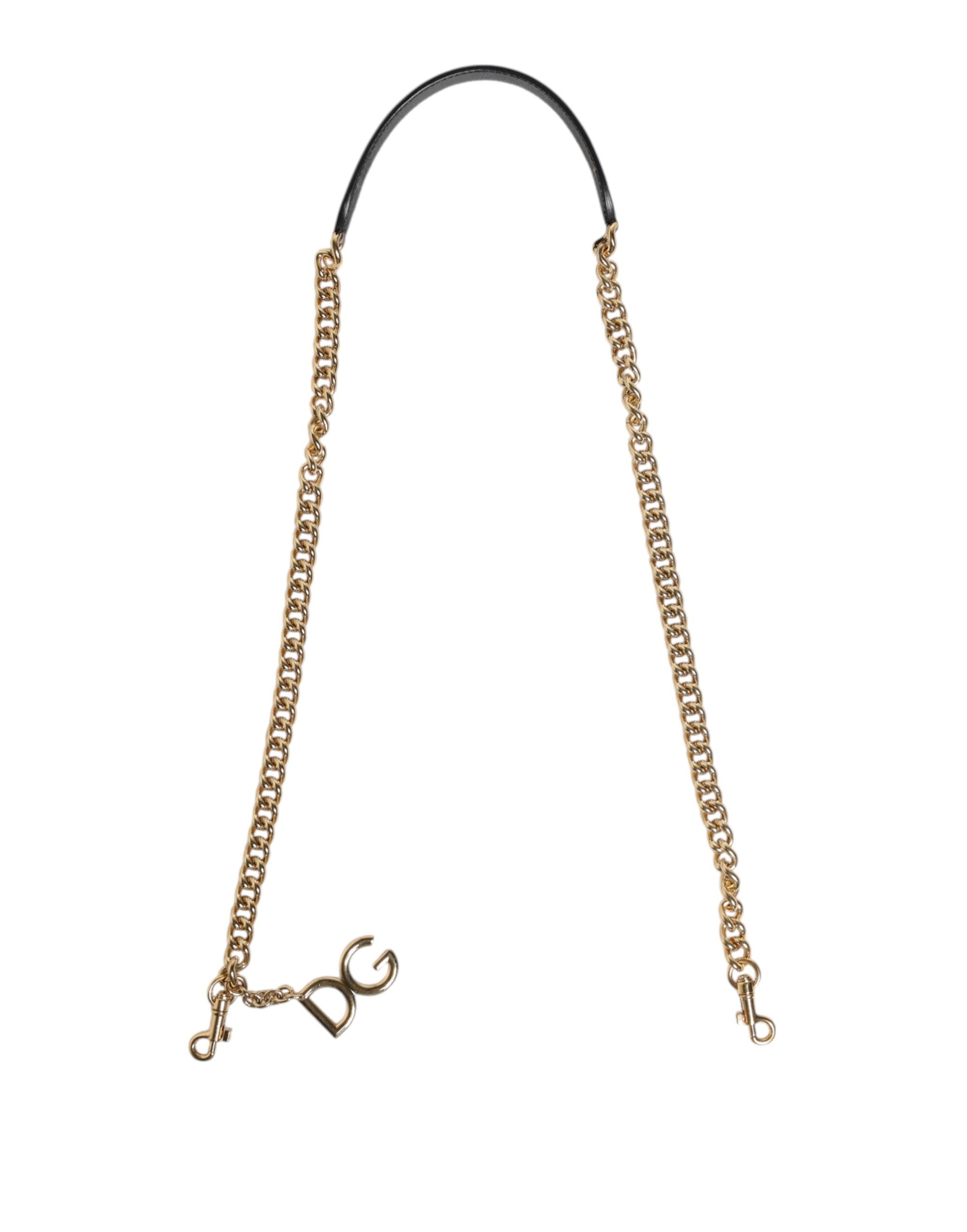 Dolce & Gabbana Brown Leopard Gold Brass Chain Accessory Shoulder Women's Strap