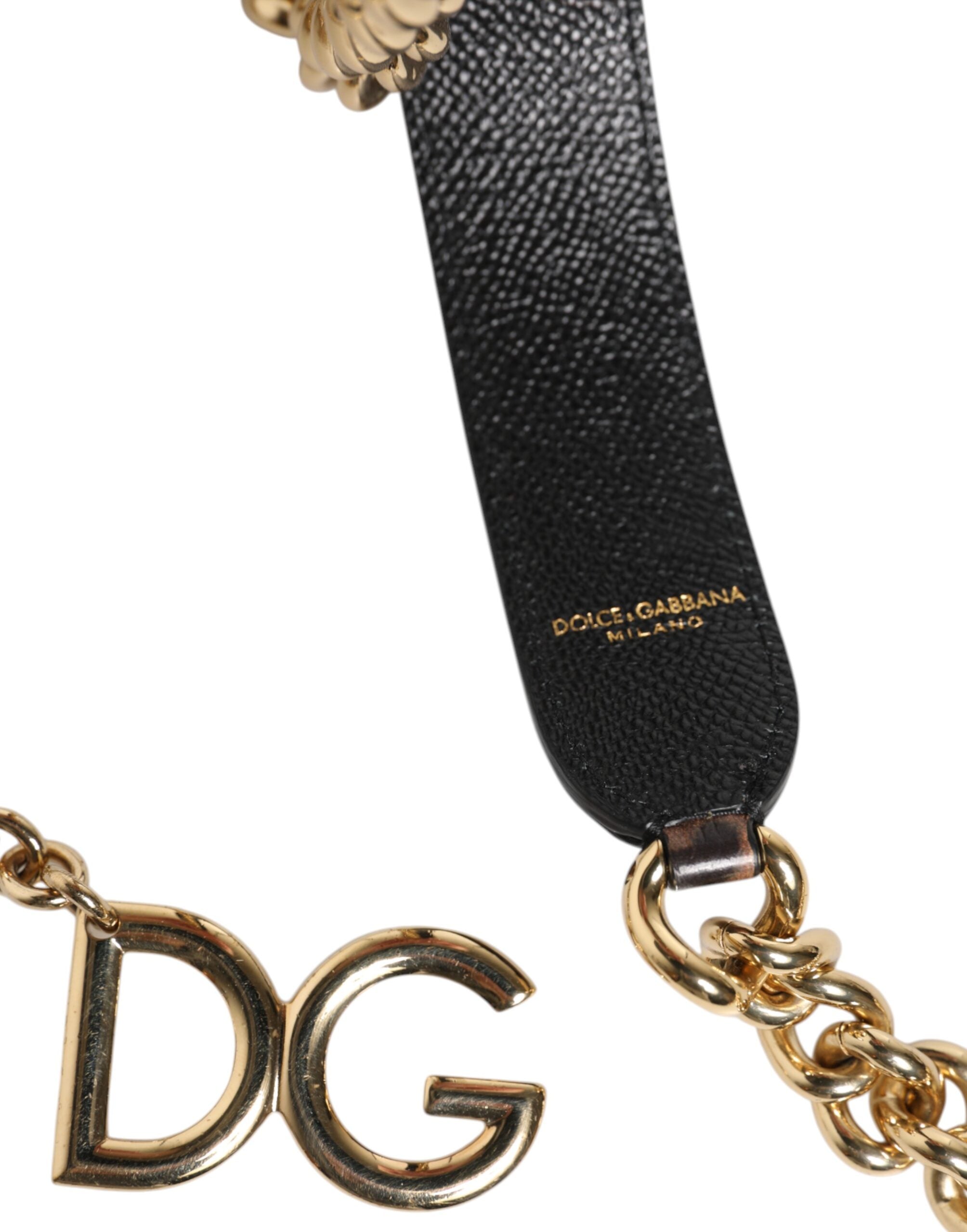 Dolce & Gabbana Brown Leopard Gold Brass Chain Accessory Shoulder Women's Strap
