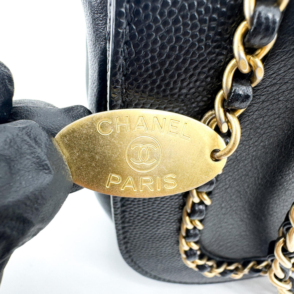 Chanel Flap With Chain Leather Black Calfskin Handbag (Pre-Owned)