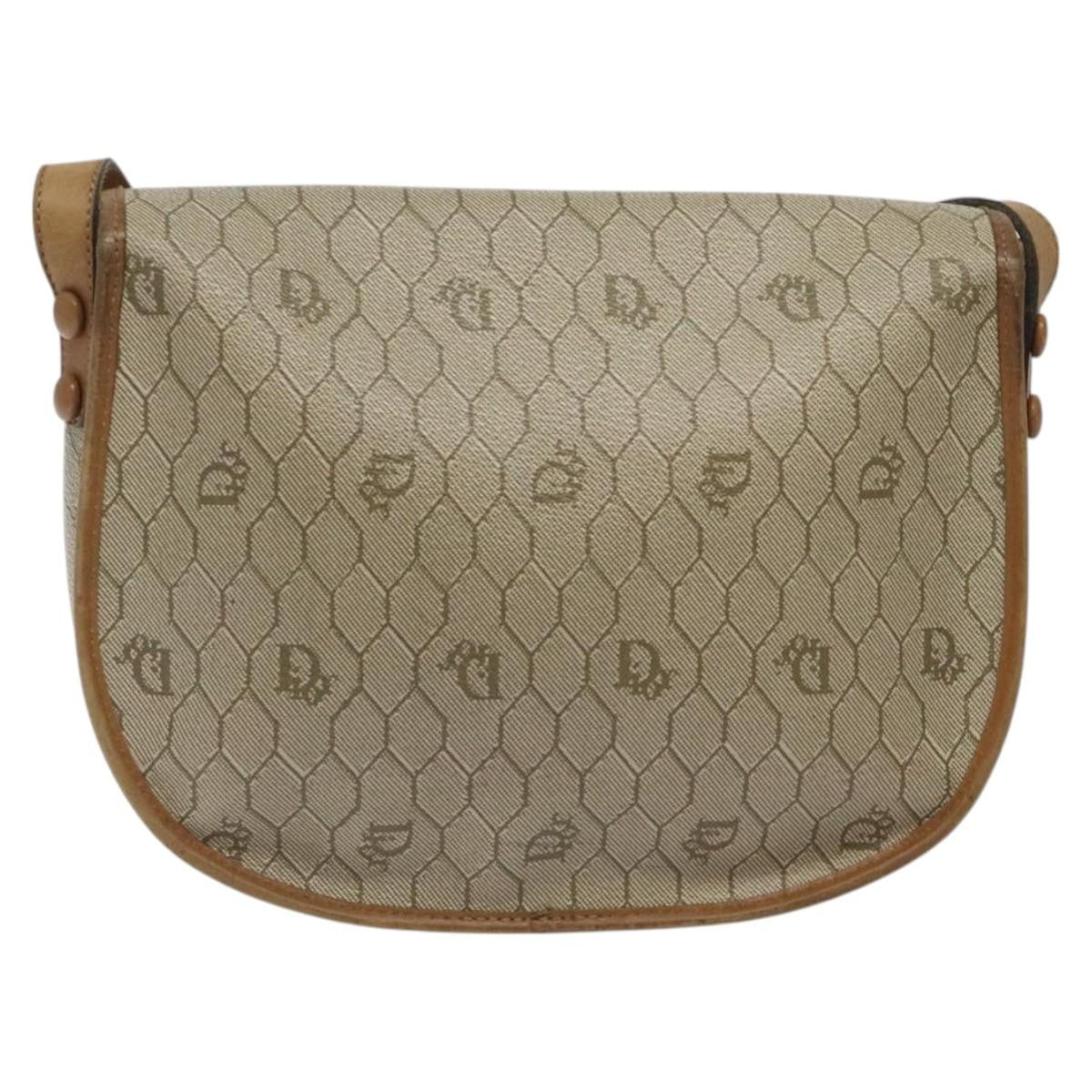Christian Dior Vintage Honeycomb Flap Canvas And Leather Beige Canvas Shoulder Bag Bag (Pre-Owned)