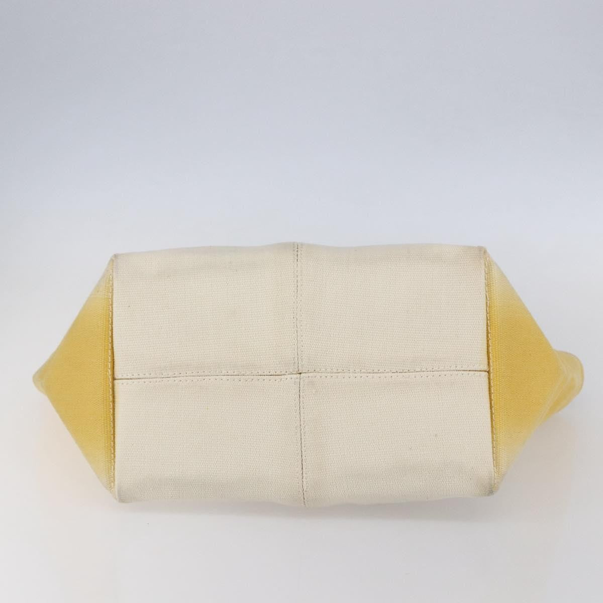 Bottega Veneta Braided Handle Open Canvas With Leather Yellow Canvas Bag (Pre-Owned)