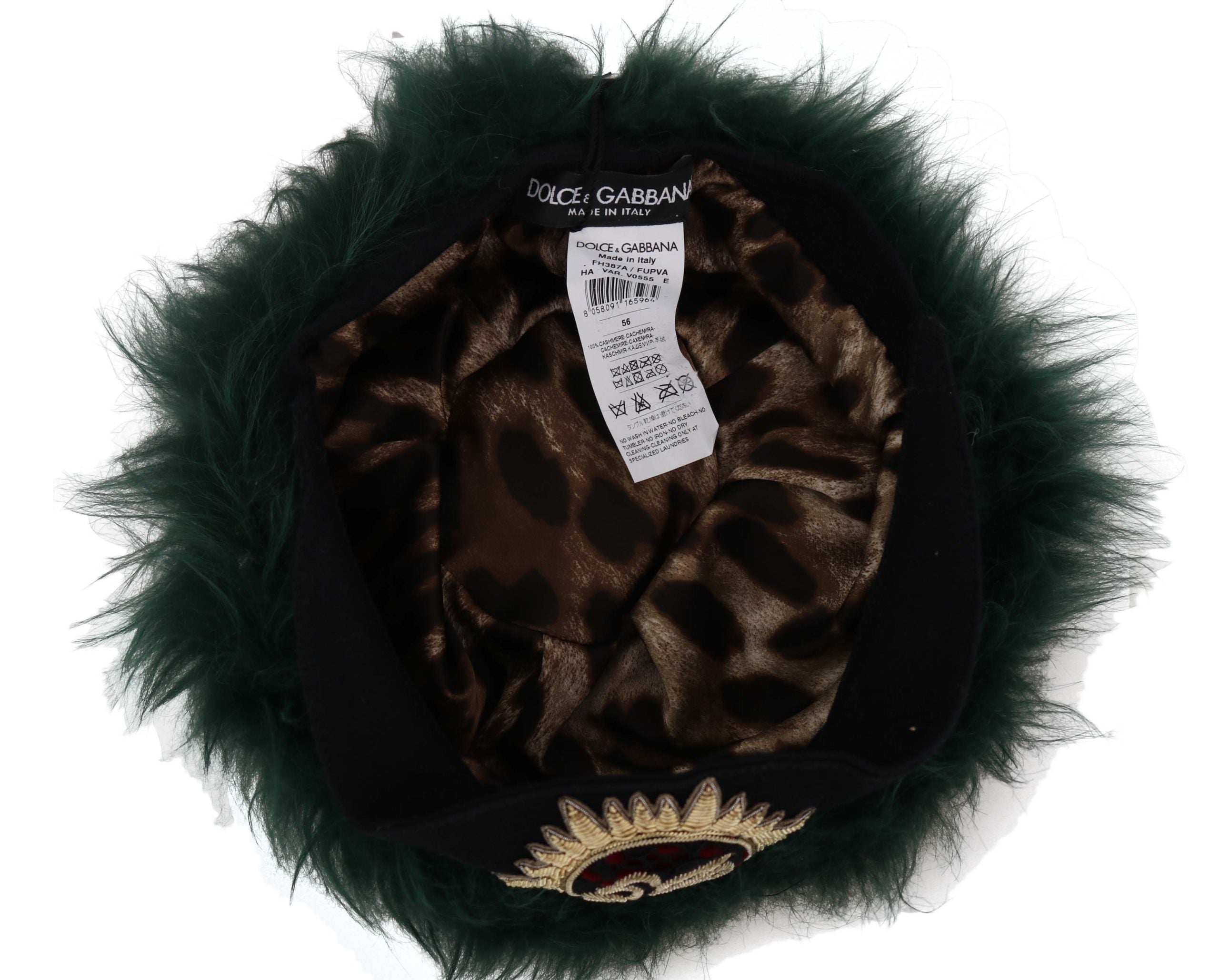 Dolce & Gabbana Elegant Emerald Cashmere Cloche Women's Cap