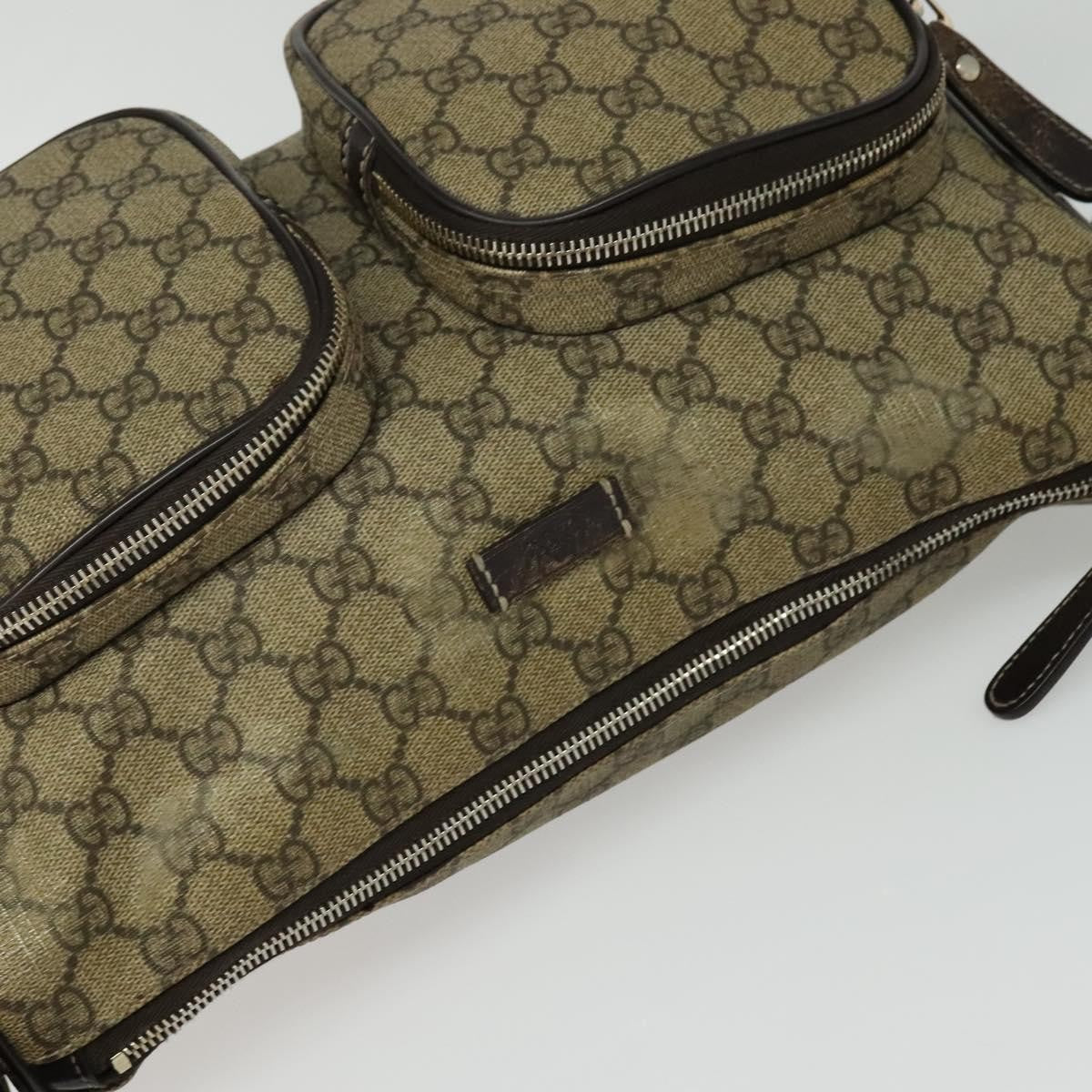 Gucci Double Pocket Messenger Gg Coated Canvas Beige Canvas Handbag (Pre-Owned)
