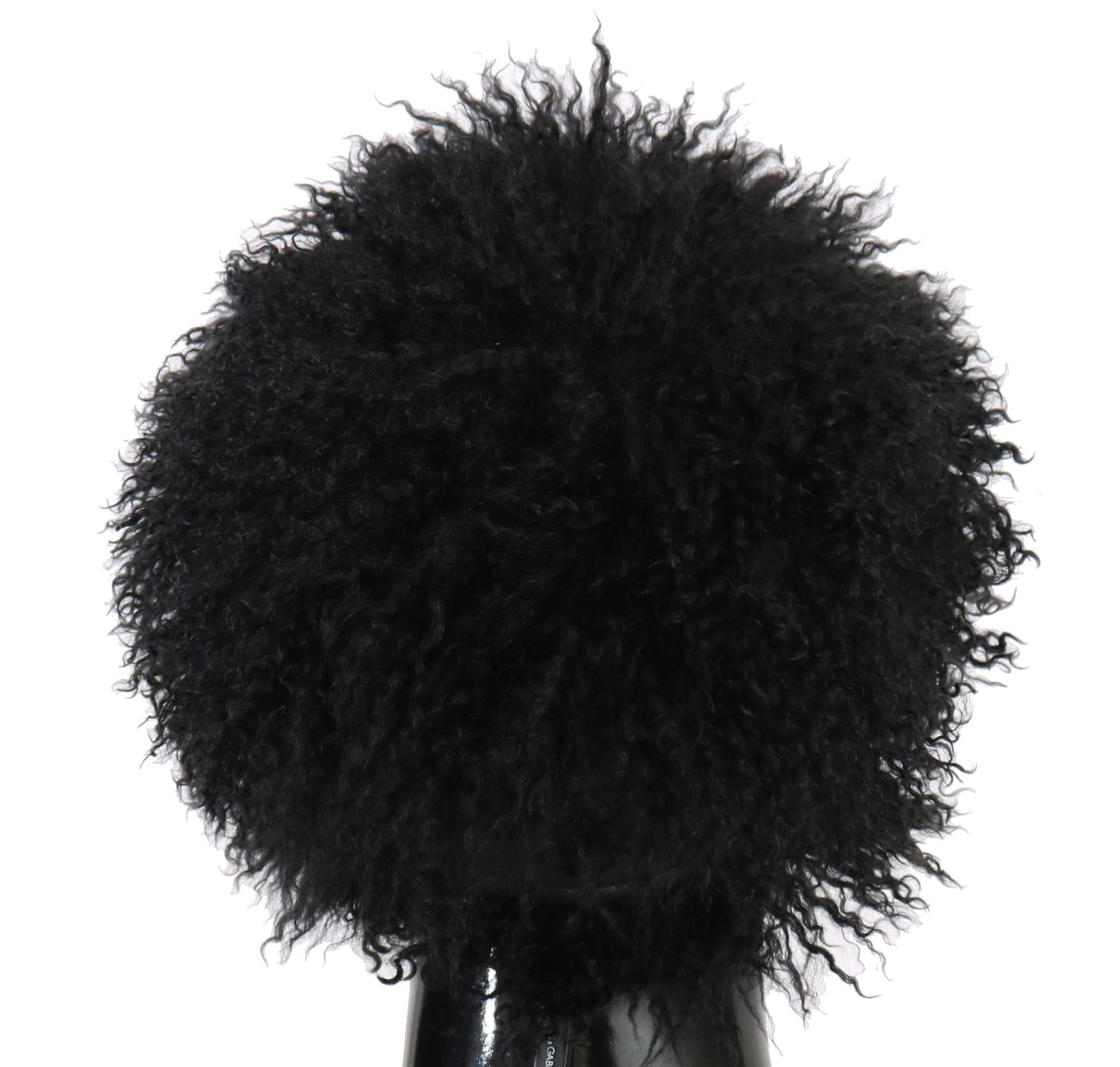 Dolce & Gabbana Black Tibet Lamb Fur Leather Gatsby Women's Hat
