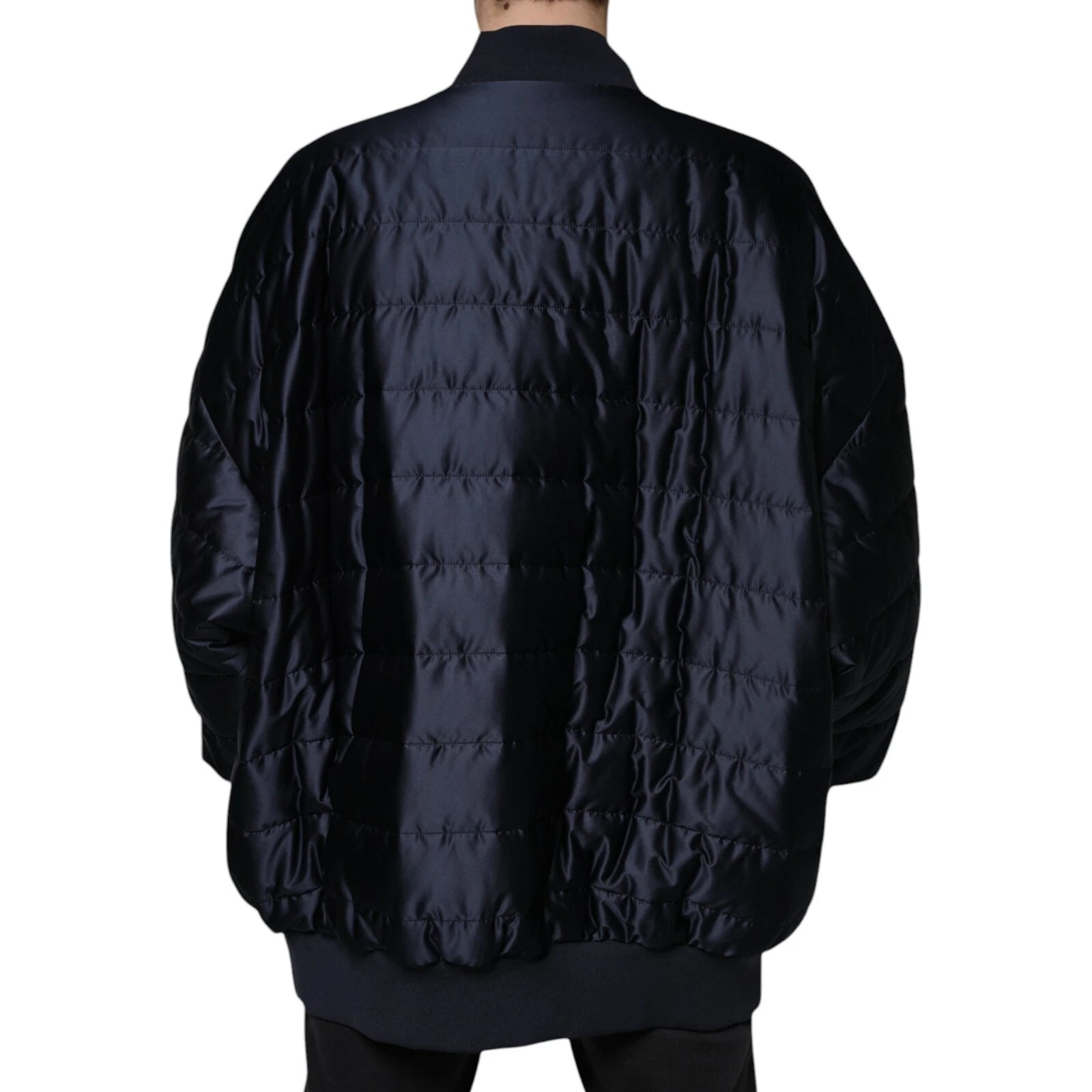 Dolce & Gabbana Dark Blue Quilted Full Zip Bomber Men's Jacket