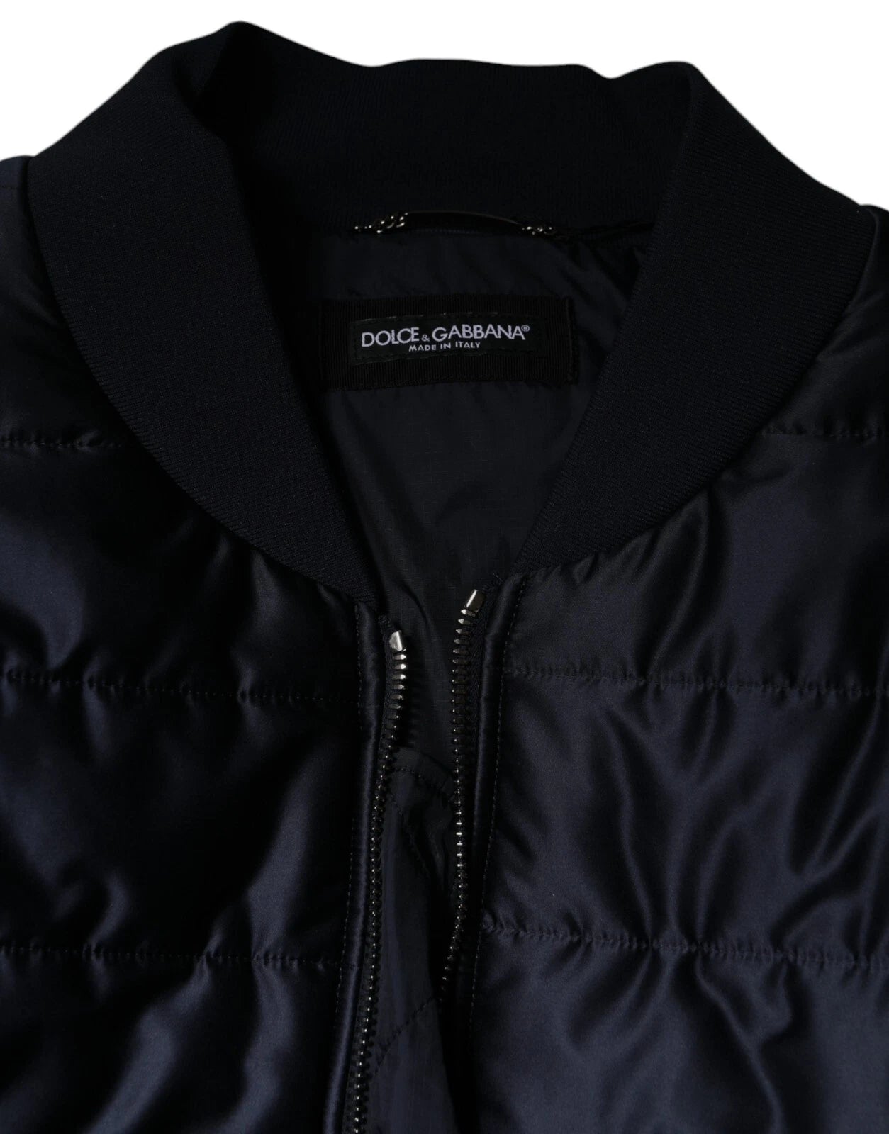 Dolce & Gabbana Dark Blue Quilted Full Zip Bomber Men's Jacket