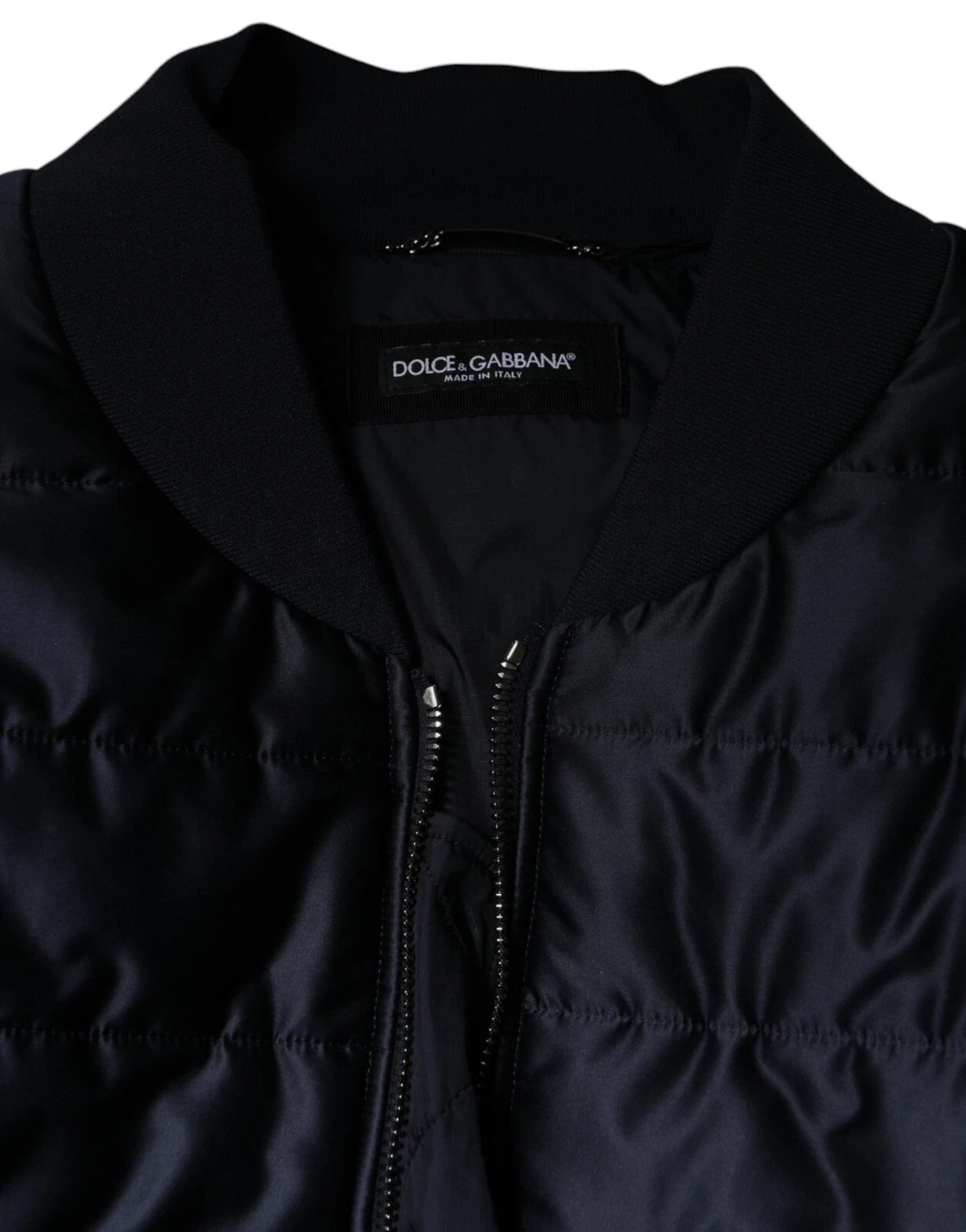 Dolce & Gabbana Dark Blue Quilted Full Zip Bomber Men's Jacket