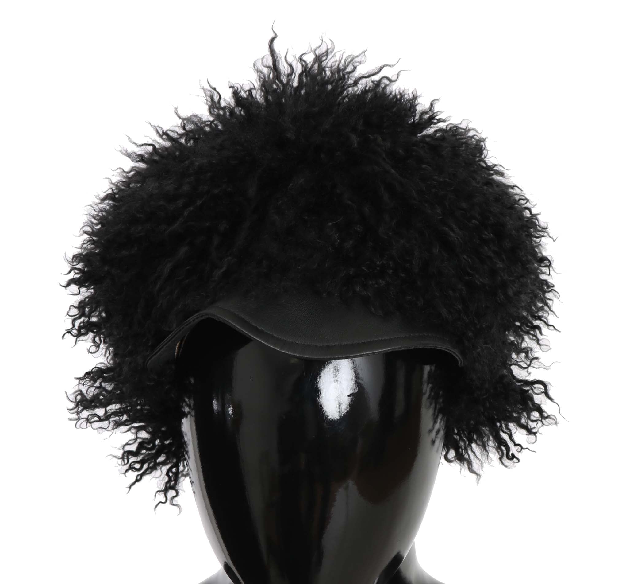 Dolce & Gabbana Chic Black Gatsby Cap in Tibet Lamb Women's Fur
