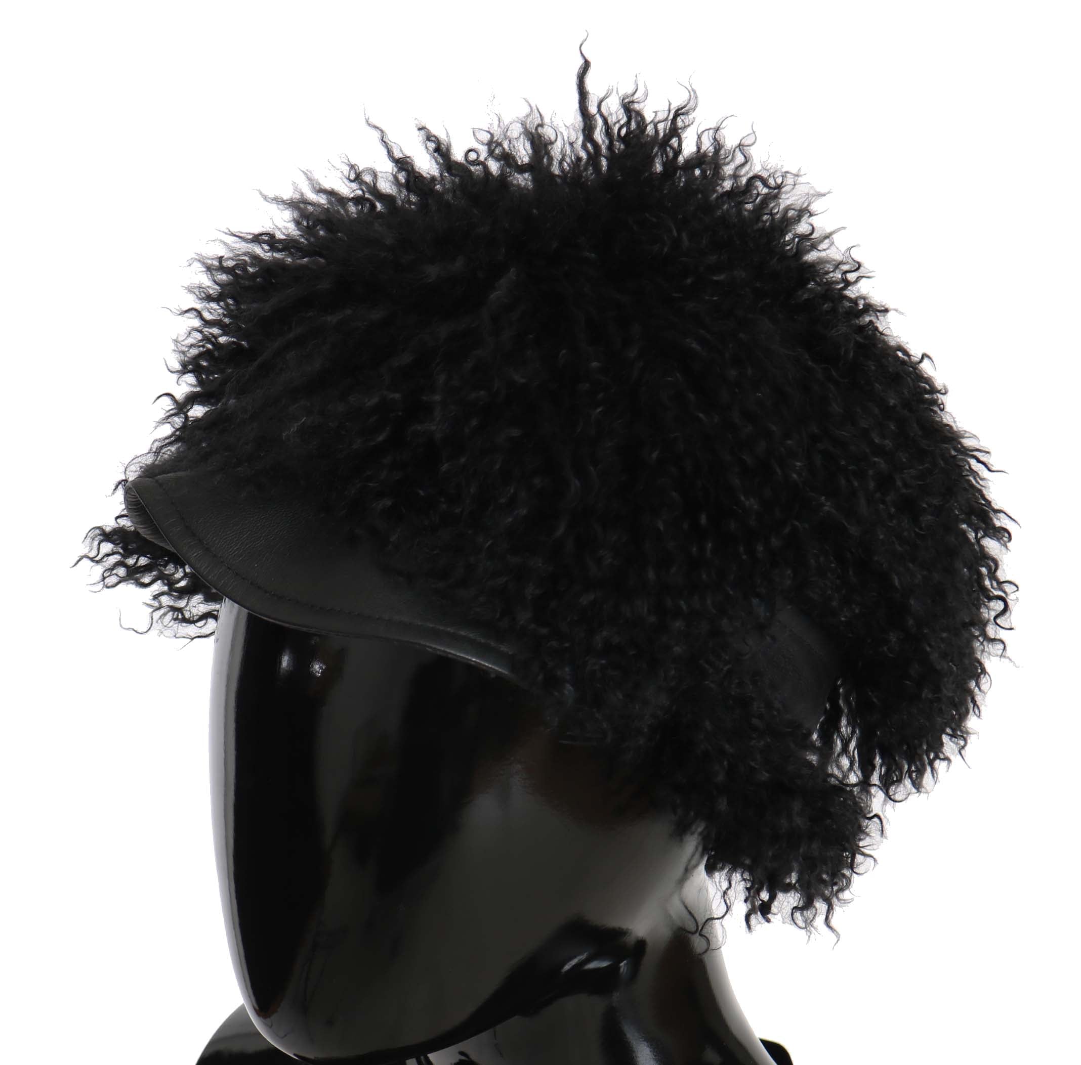 Dolce & Gabbana Chic Black Gatsby Cap in Tibet Lamb Women's Fur