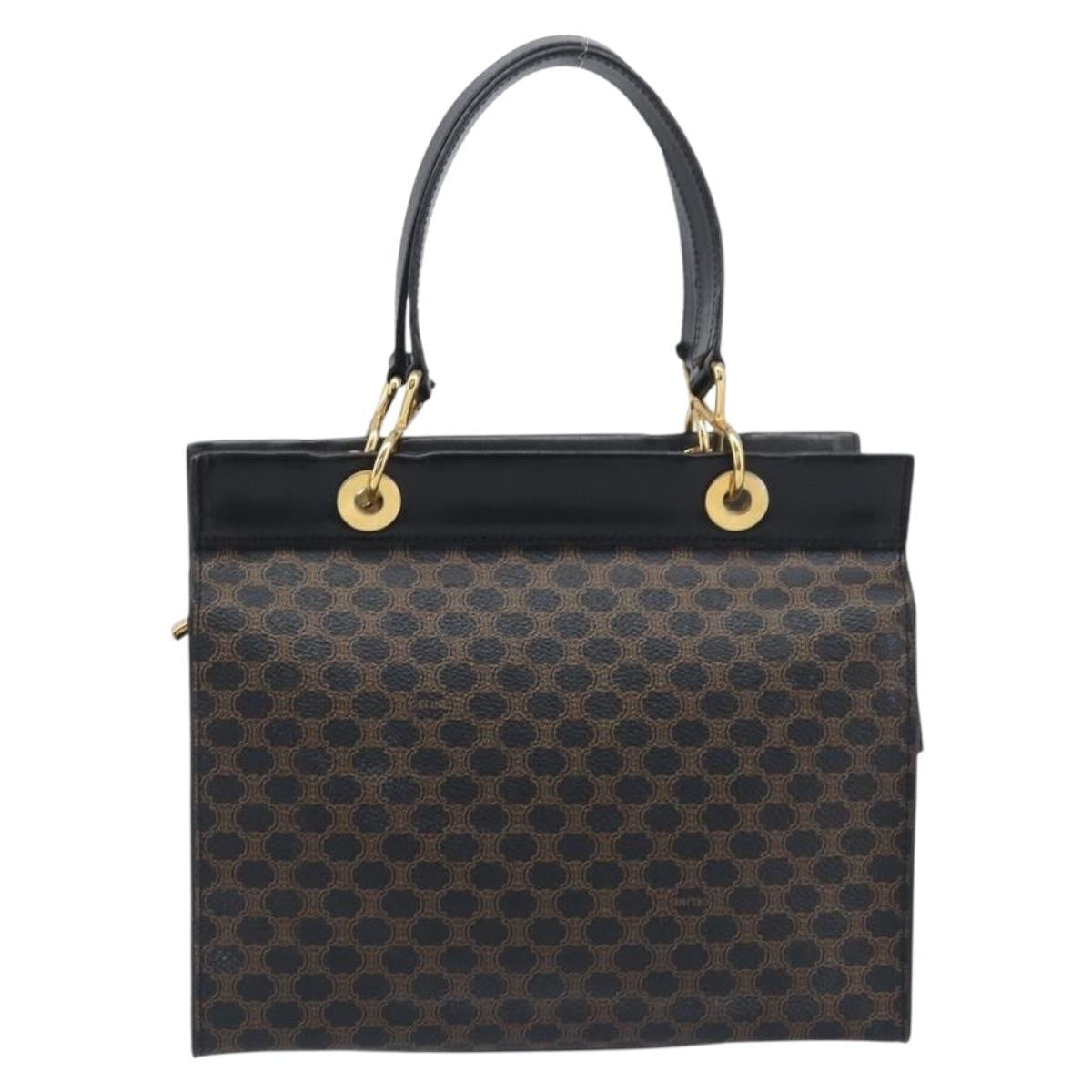 Celine Vintage Macadam Canvas Black Pvc Tote Bag Bag (Pre-Owned)