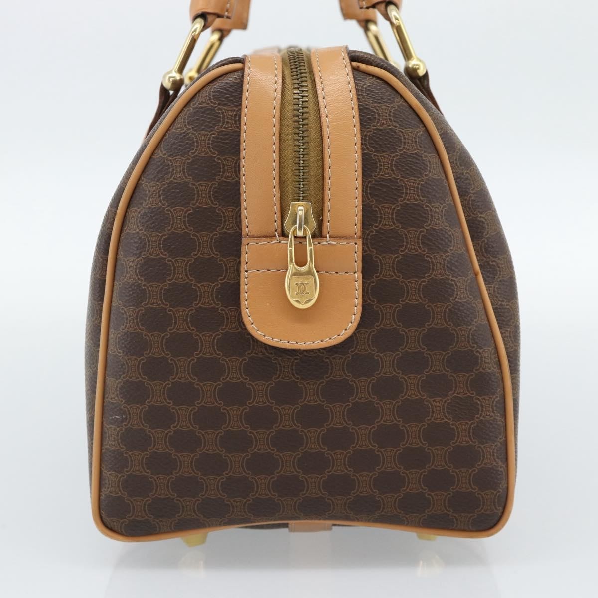 Celine Vintage Boston Macadam Coated Canvas Brown Pvc Handbag (Pre-Owned)