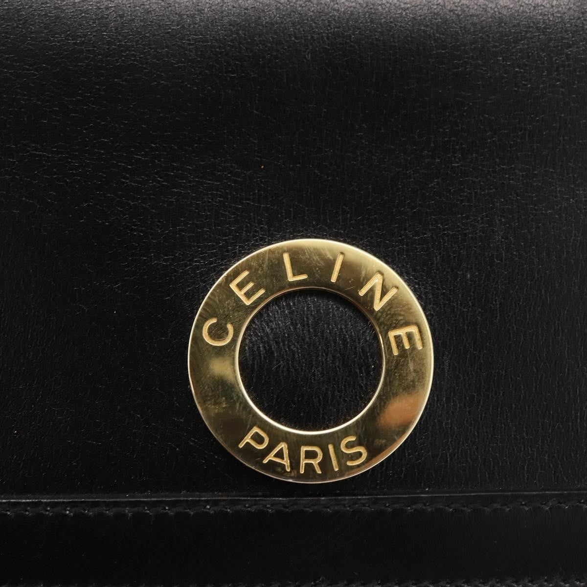 Celine Top Handle Leather Black Leather Handbag (Pre-Owned)