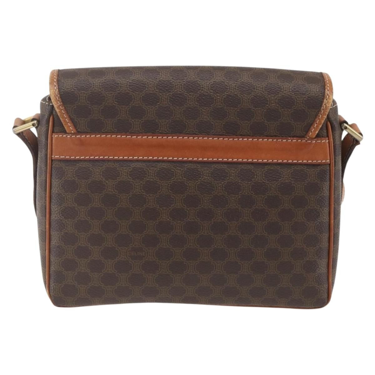 Celine Vintage Macadam Canvas And Leather Brown Canvas Shoulder Bag Bag (Pre-Owned)