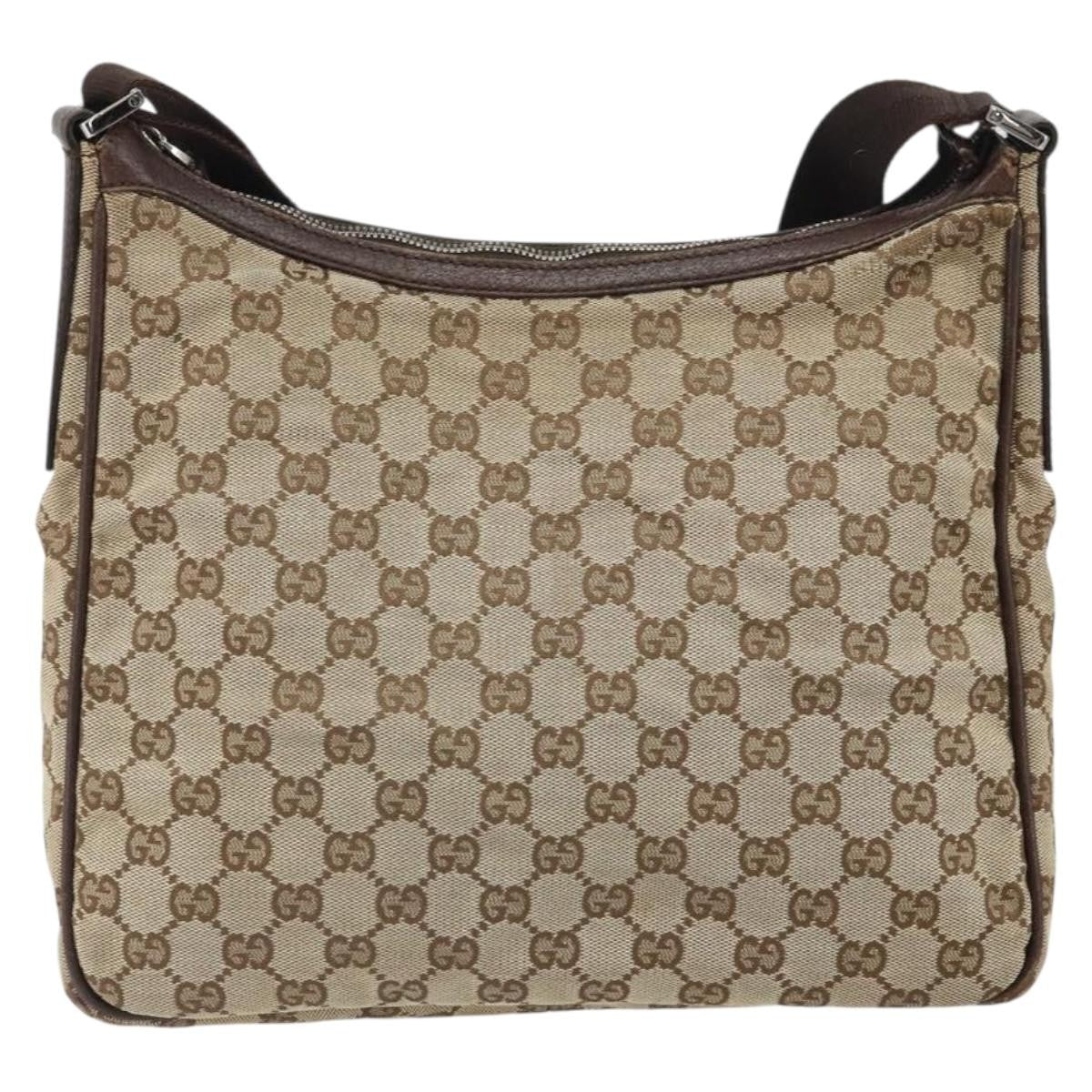 Gucci Vintage Gg Canvas And Leather Beige Canvas Shoulder Bag Bag (Pre-Owned)