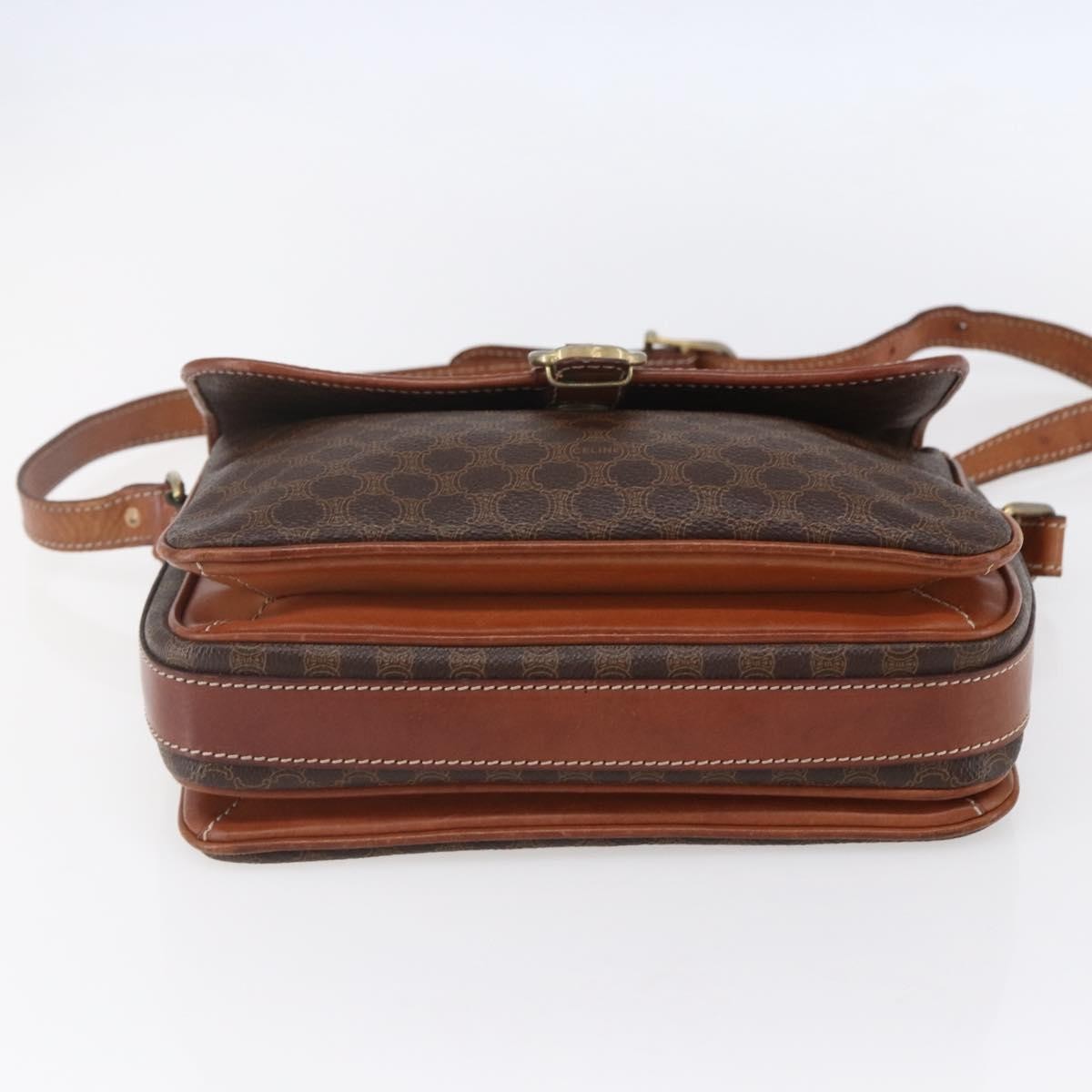 Celine Vintage Macadam Canvas And Leather Brown Canvas Shoulder Bag Bag (Pre-Owned)